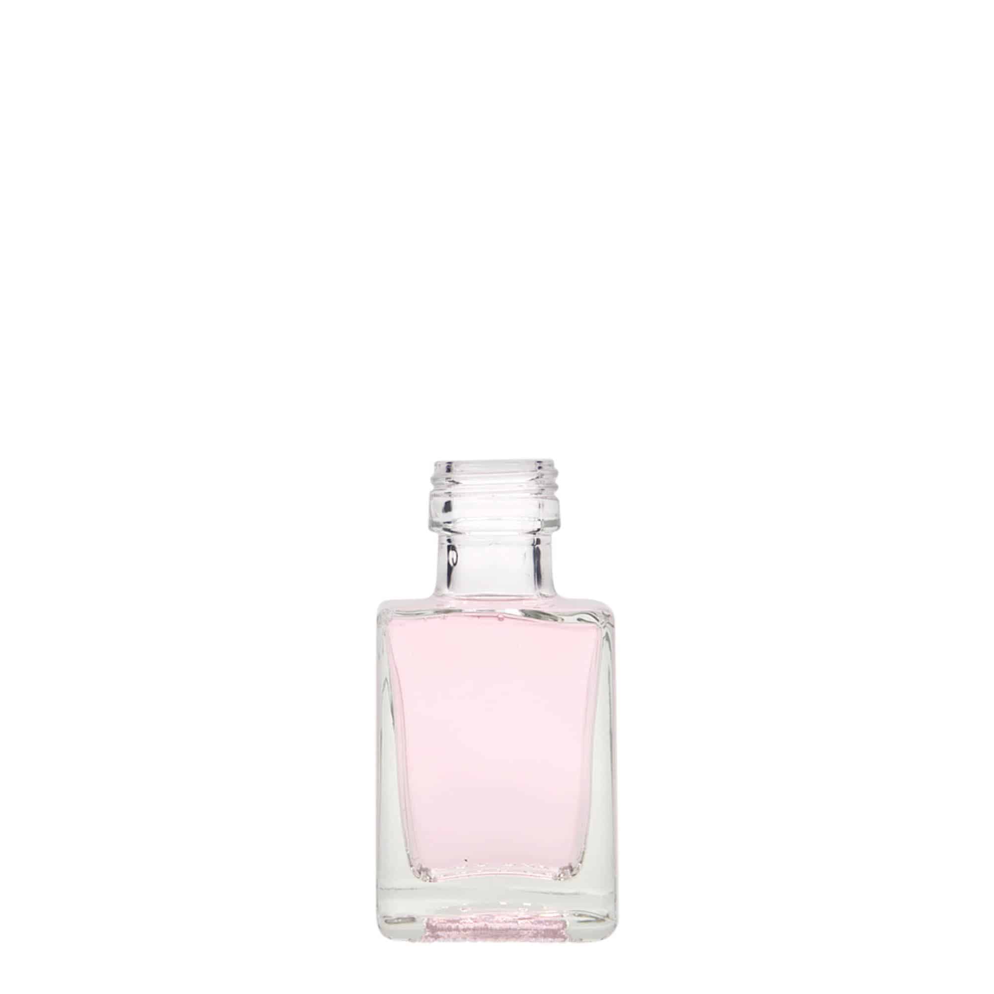 50 ml sklená fľaša „Cube“, štvorcová, hrdlo: PP 24