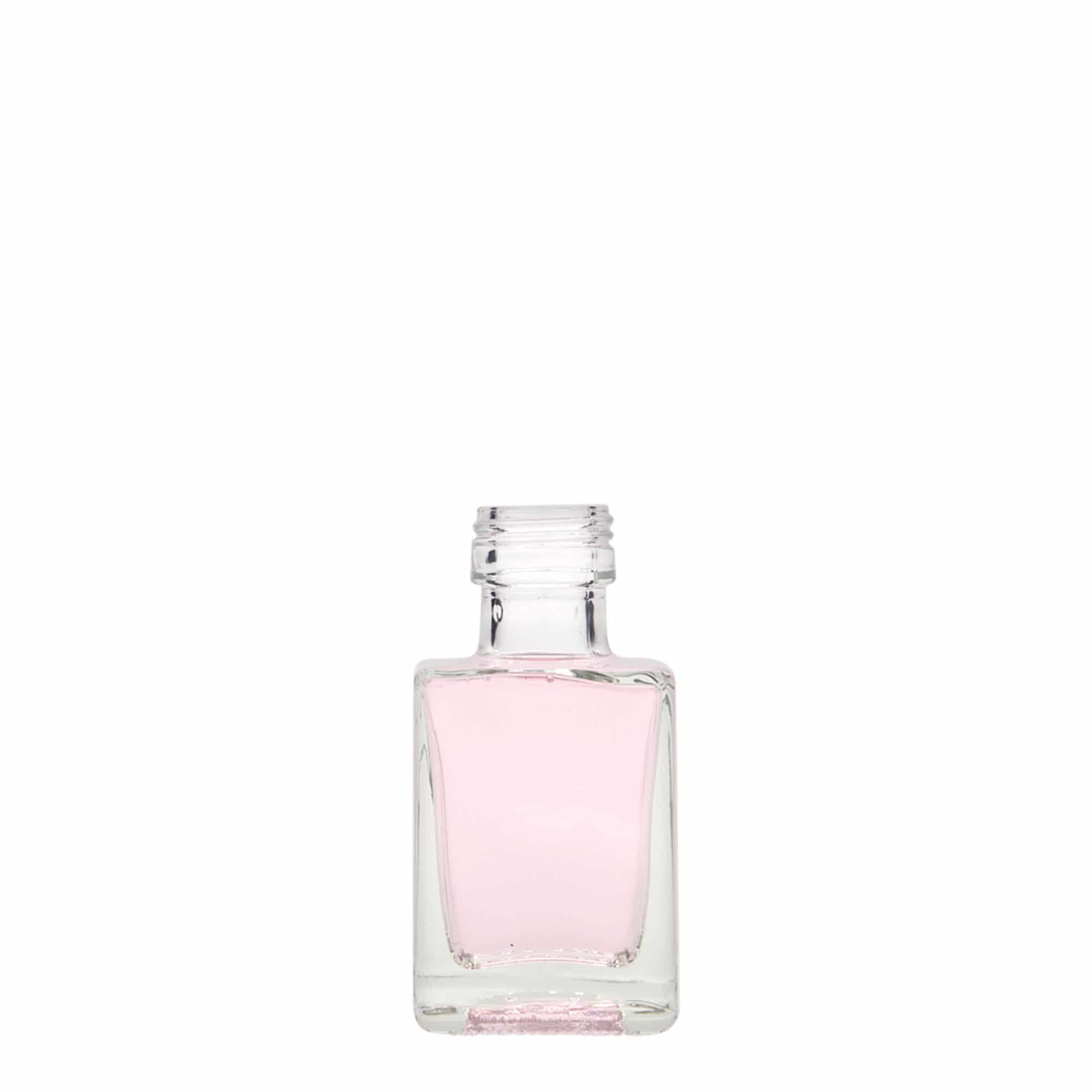 50 ml sklenená fľaša 'Cube', štvorcová, hrdlo: PP 24