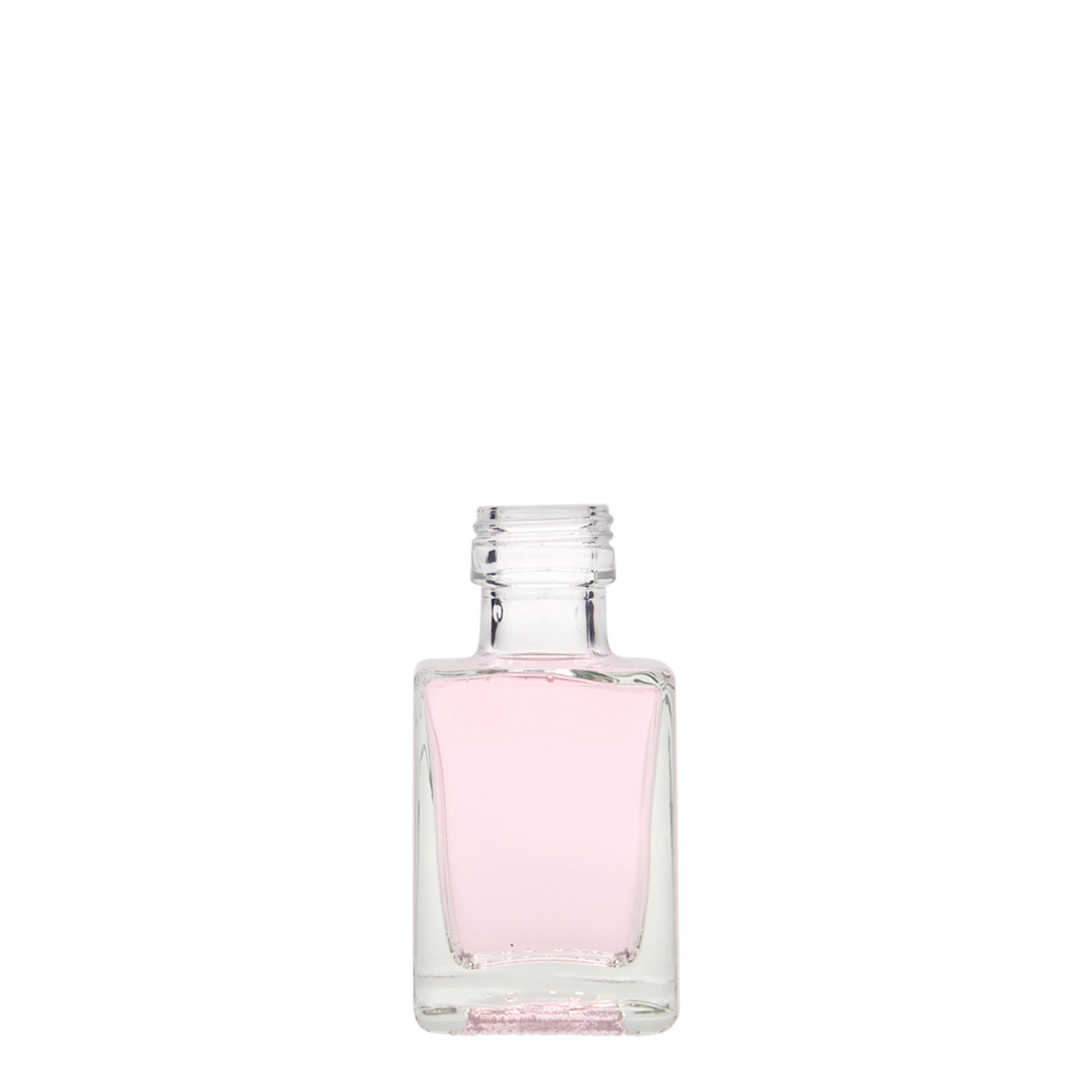 50 ml sklenená fľaša 'Cube', štvorcová, hrdlo: PP 24