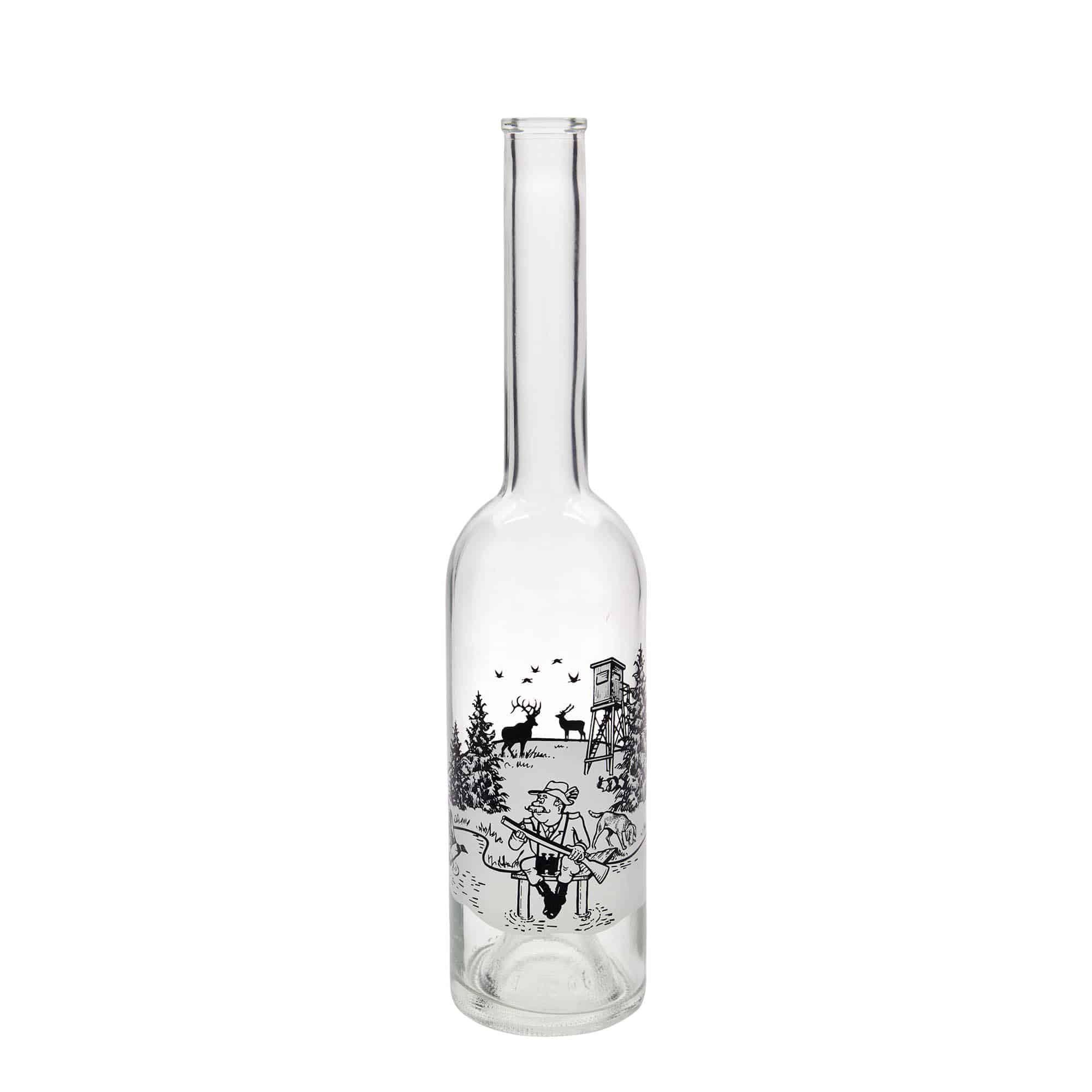 500 ml sklenená fľaša 'Opera', motív: Lovec, hrdlo: korok