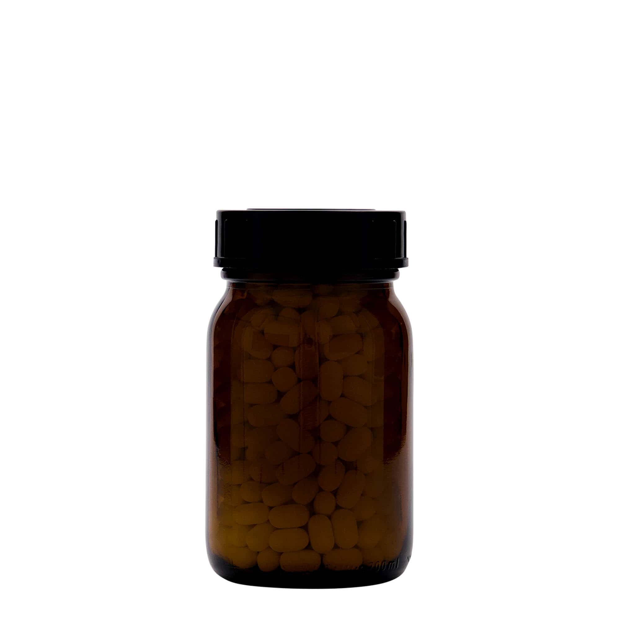 200 ml širokouhlové hnedé sklo, hrdlo: DIN 55