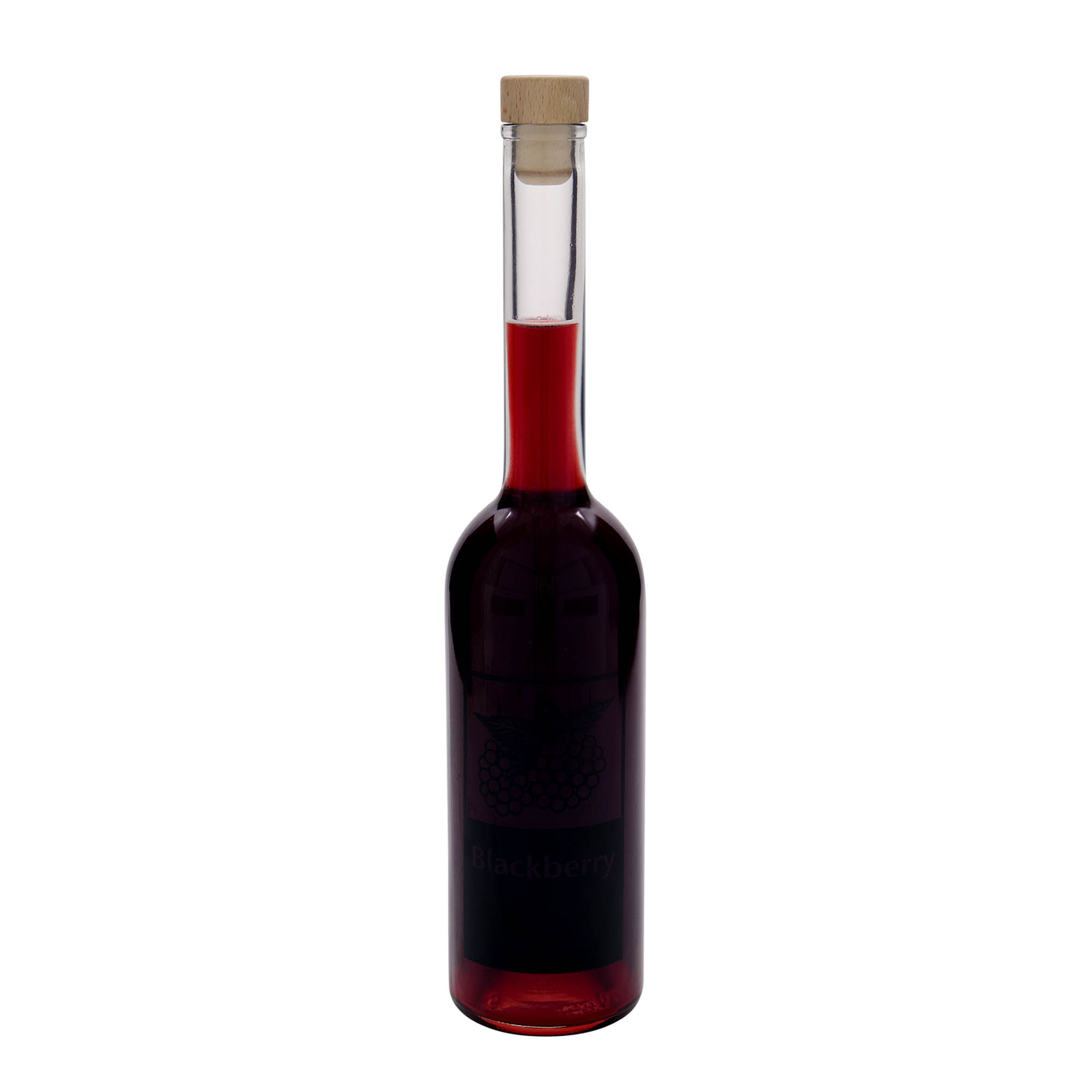 500 ml sklenená fľaša 'Opera', motív: Černica, hrdlo: Korek