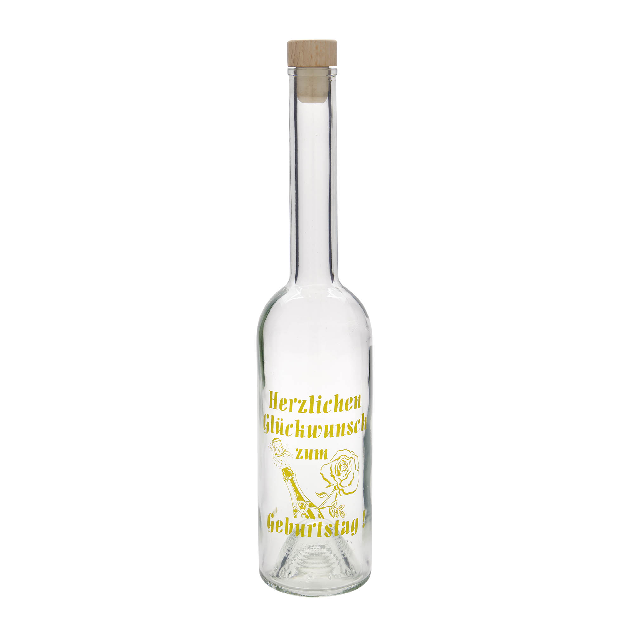 500 ml sklenená fľaša 'Opera', motív: narodeninová fľaša, hrdlo: korok 500 ml sklenená fľaša 'Opera', motív: narodeninová fľaša, hrdlo: korok