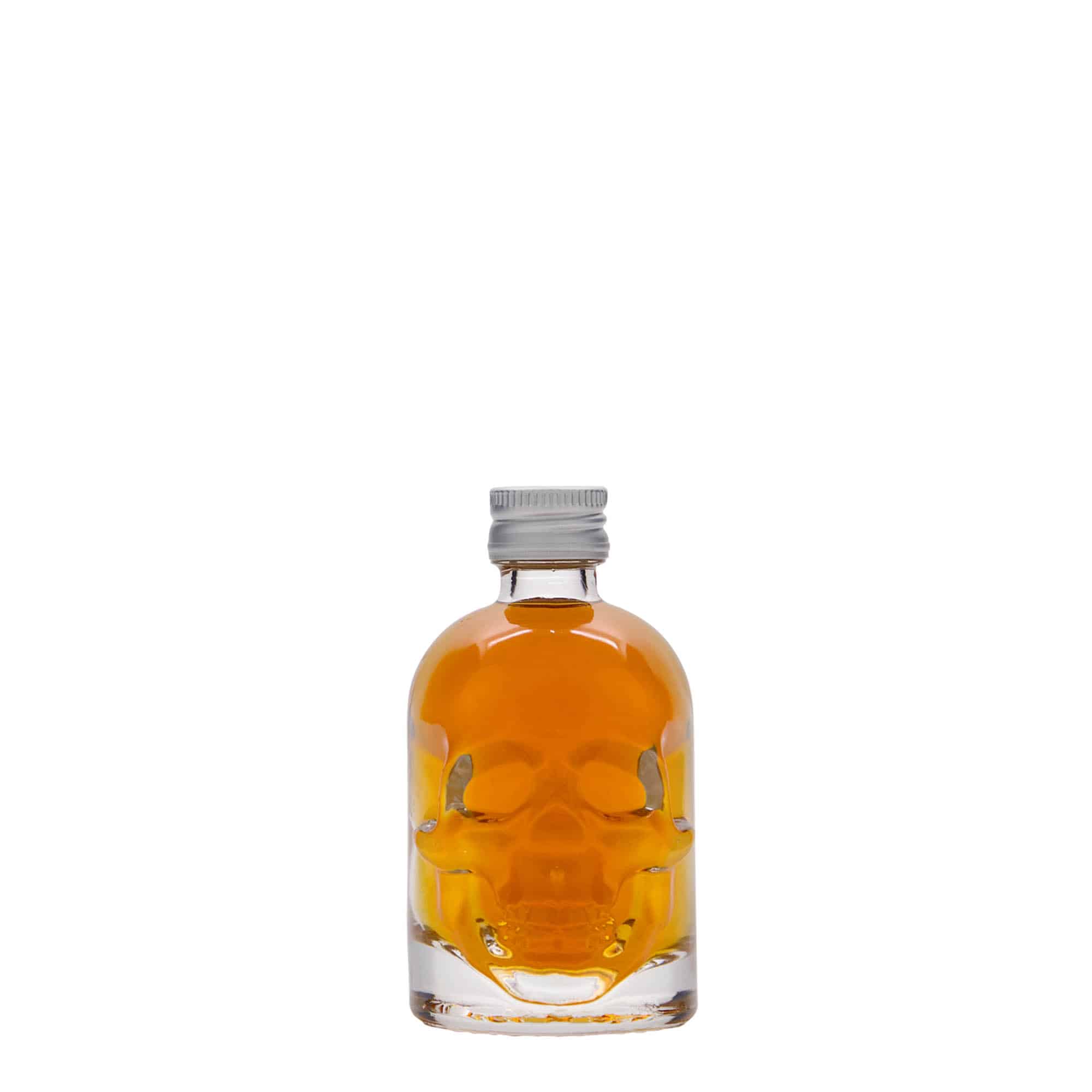 50 ml sklená fľaša „Lebka“, hrdlo: PP 18