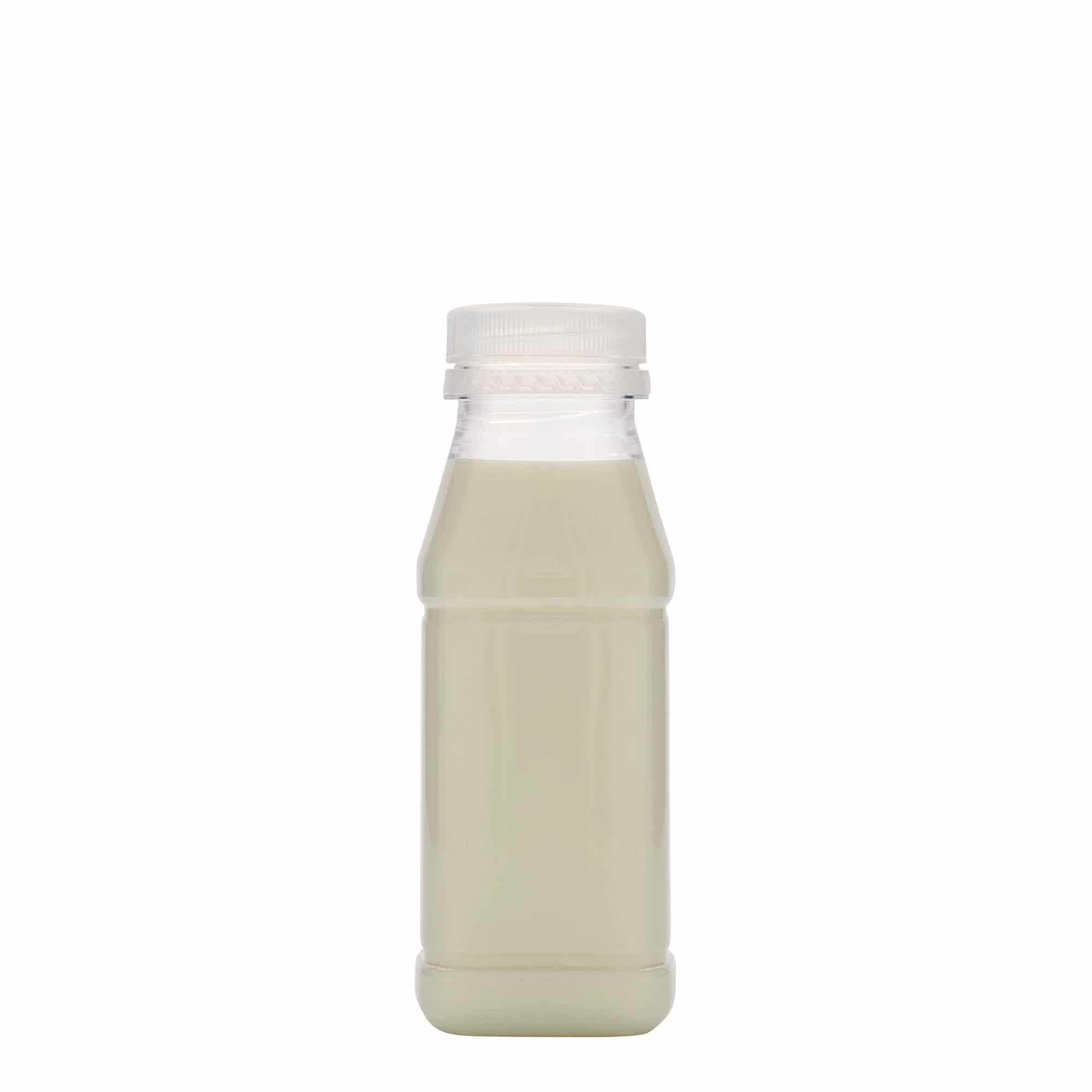 250 ml PET fľaša „Milk and Juice Carré“, štvorcová, plast, hrdlo: 38 mm