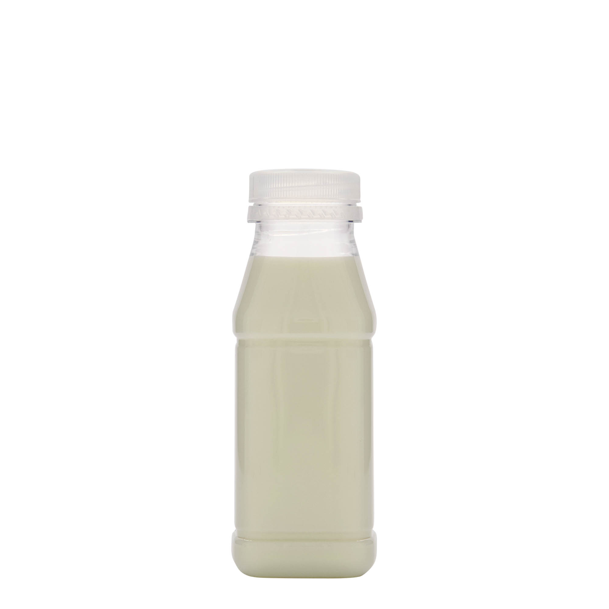 250 ml PET fľaša 'Milk and Juice Carré', štvorcová, plastová, hrdlo: 38 mm 250 ml PET fľaša 'Milk and Juice Carré', štvorcová, plastová, hrdlo: 38 mm