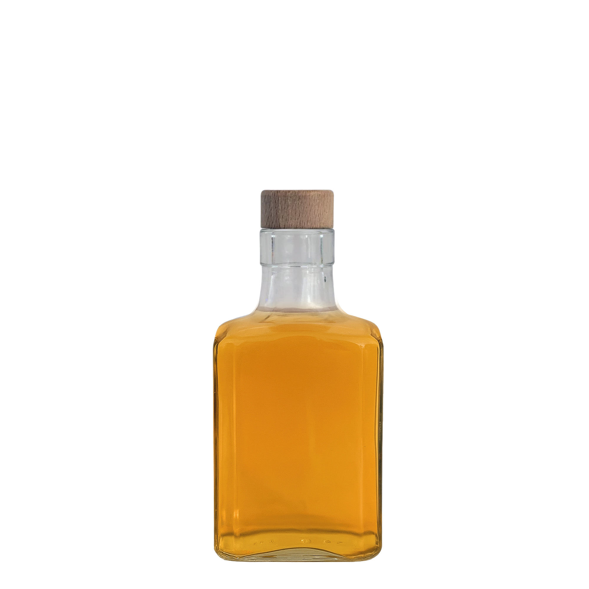 250 ml sklenená fľaša 'Decanter Quadro Oberband', štvorcová, hrdlo: korok