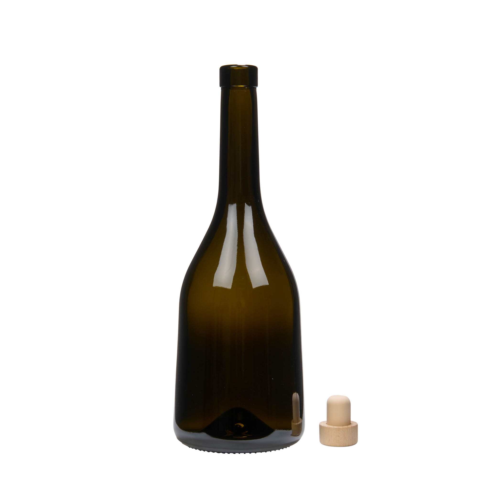 750 ml sklenená fľaša 'Rustica', antikzelená, hrdlo: korkové