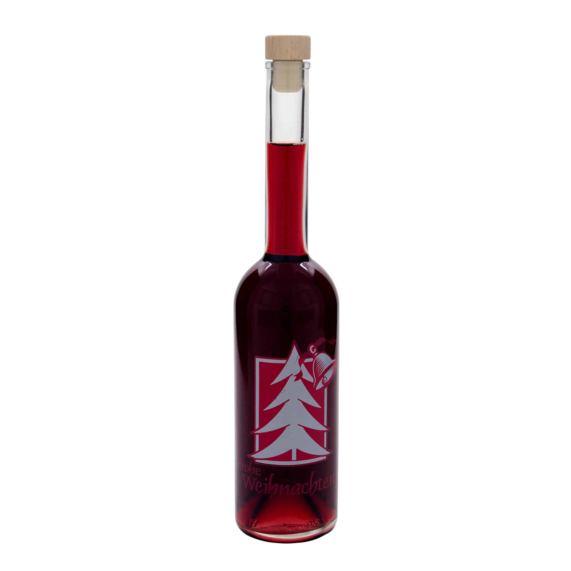 500 ml sklená fľaša „Opera“, motív: vianočný pozdrav, hrdlo: korok