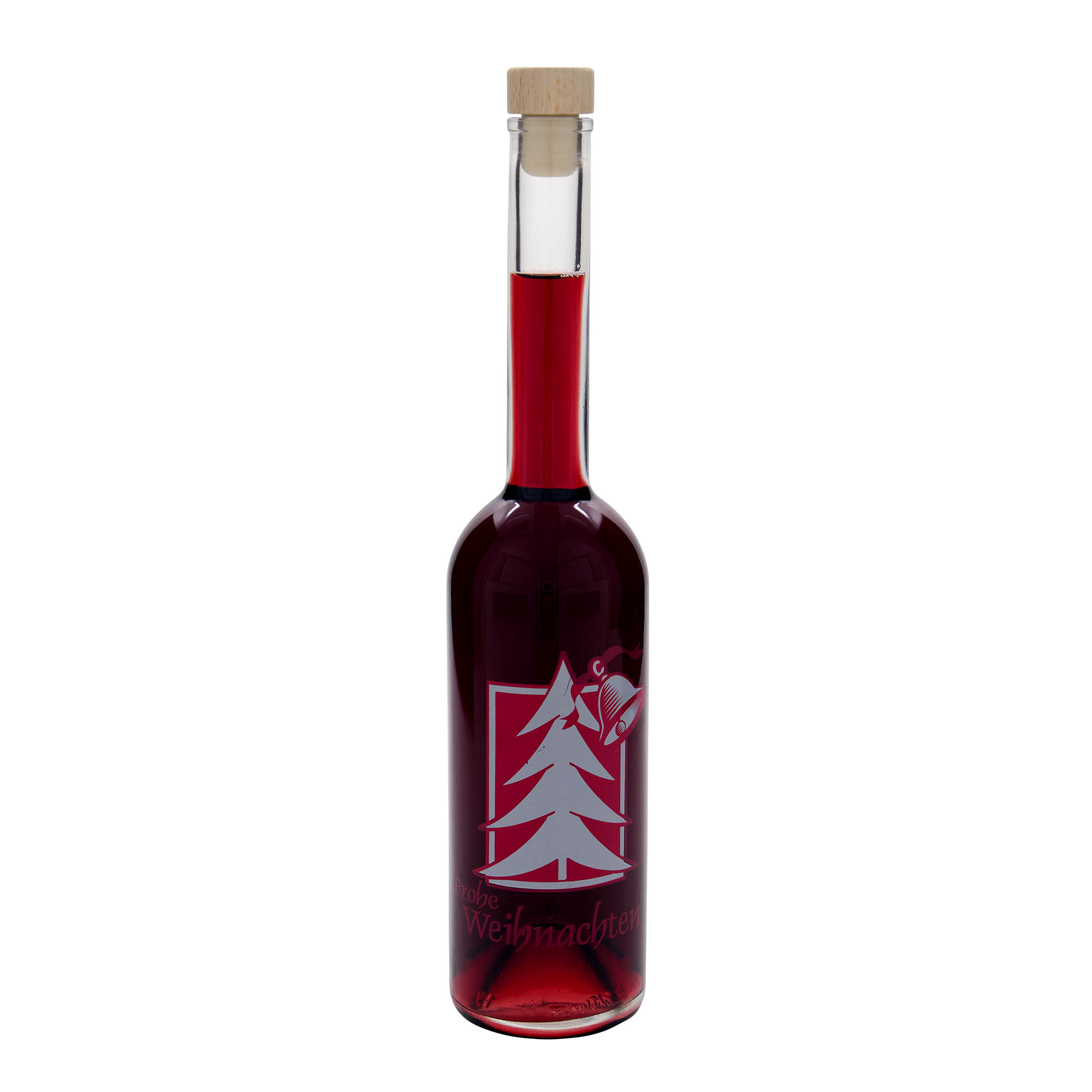500 ml sklenená fľaša 'Opera', motív: Vianočný pozdrav, hrdlo: korok