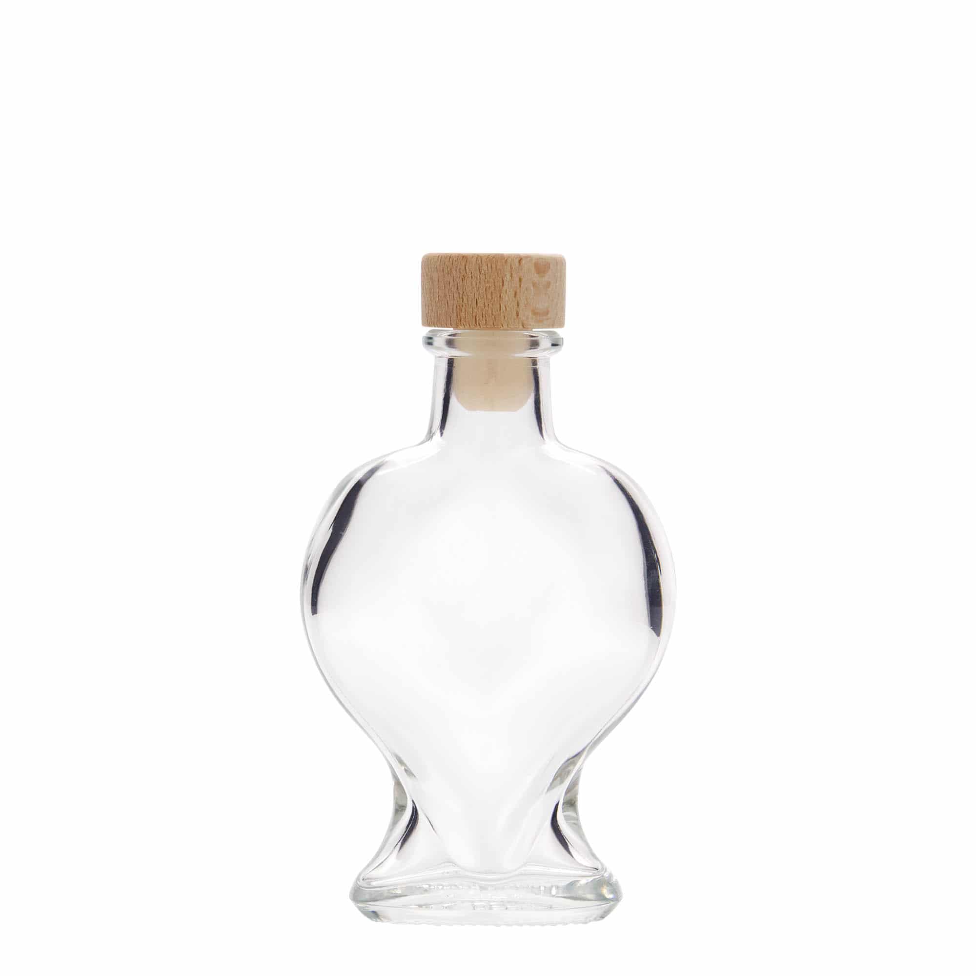 100 ml sklená fľaša „Srdce“, hrdlo: korok