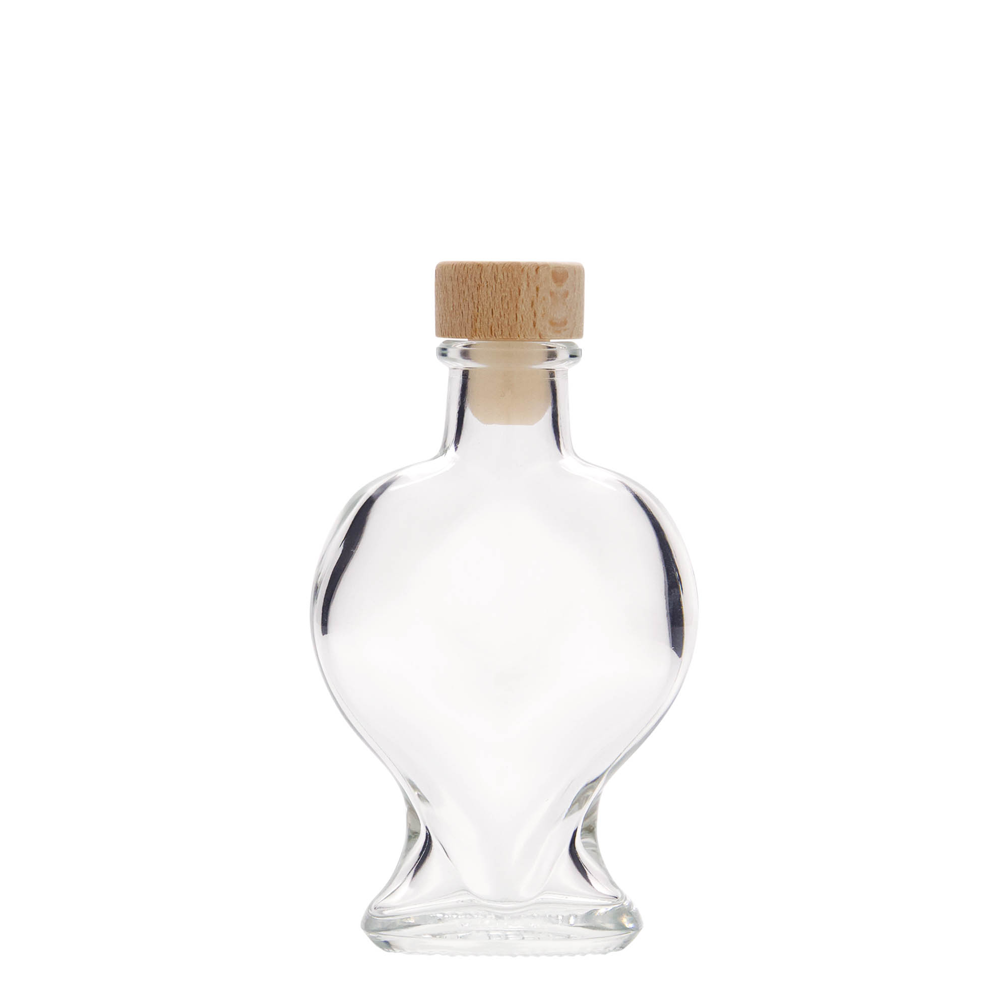 100 ml sklenená fľaša „Srdce“, hrdlo: korok
