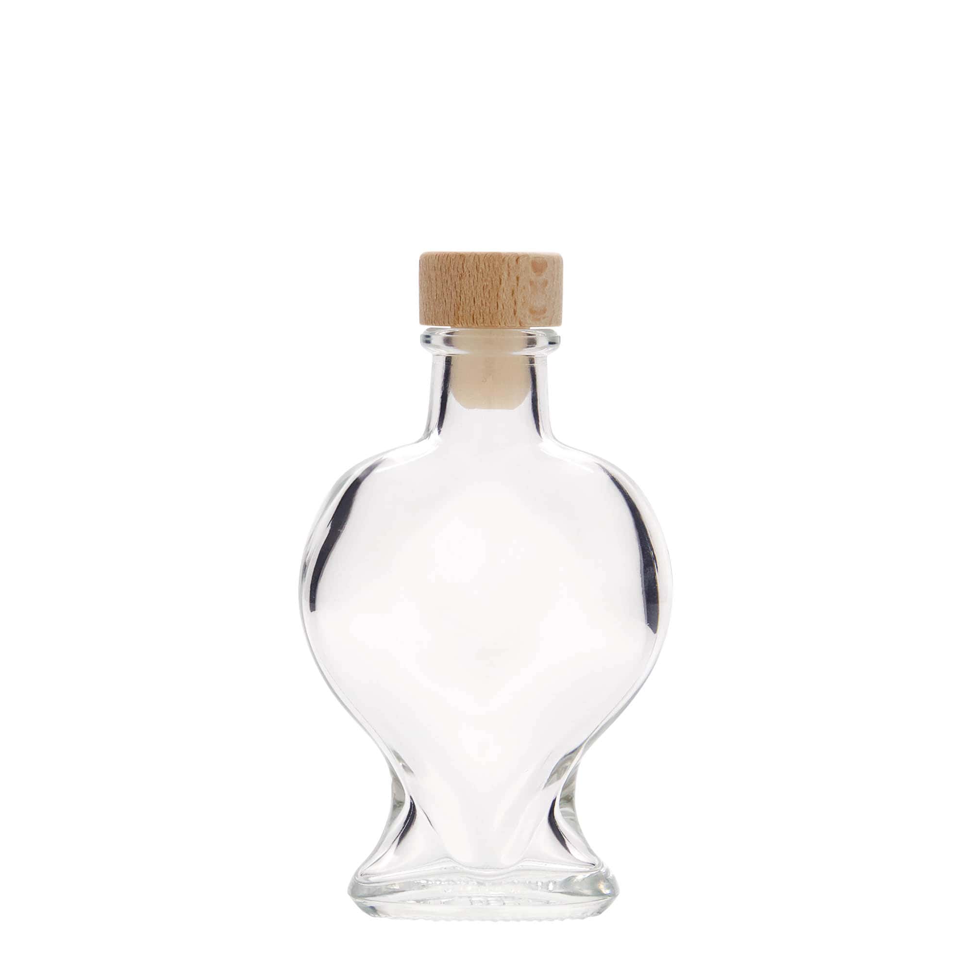 100 ml sklenená fľaša „Srdce“, hrdlo: korok