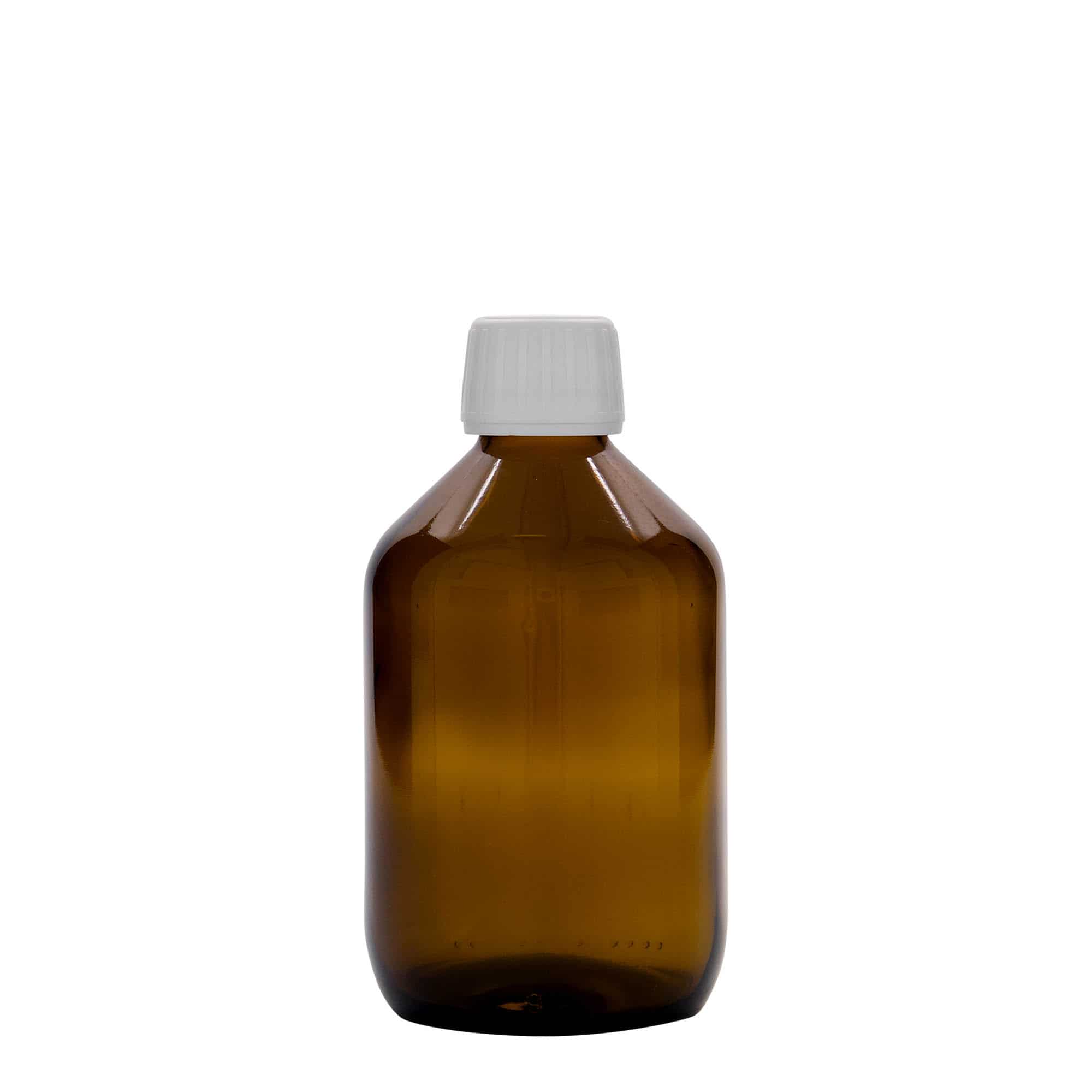 300 ml liekovka, hnedá farba, sklená, hrdlo: PP 28