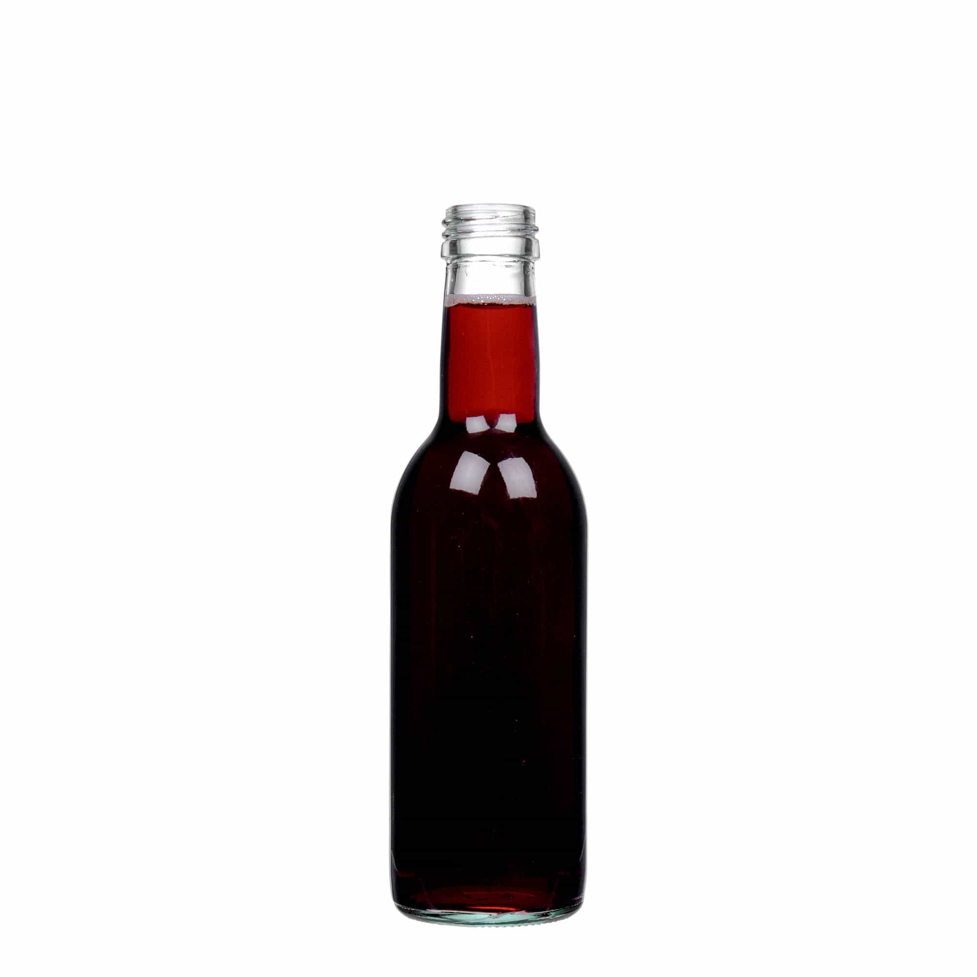 250 ml sklená fľaša „Bordeaux“, hrdlo: PP 28