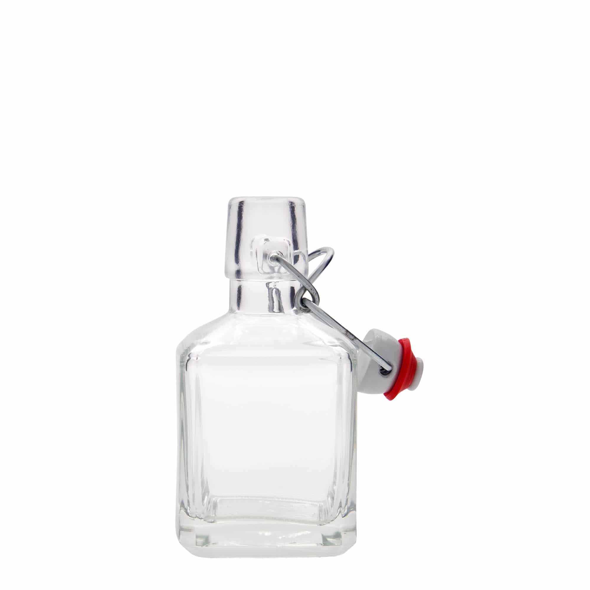 200 ml sklená fľaša „Kubica“, štvorcová, hrdlo: strmeňový uzáver 200 ml sklená fľaša „Kubica“, štvorcová, hrdlo: strmeňový uzáver