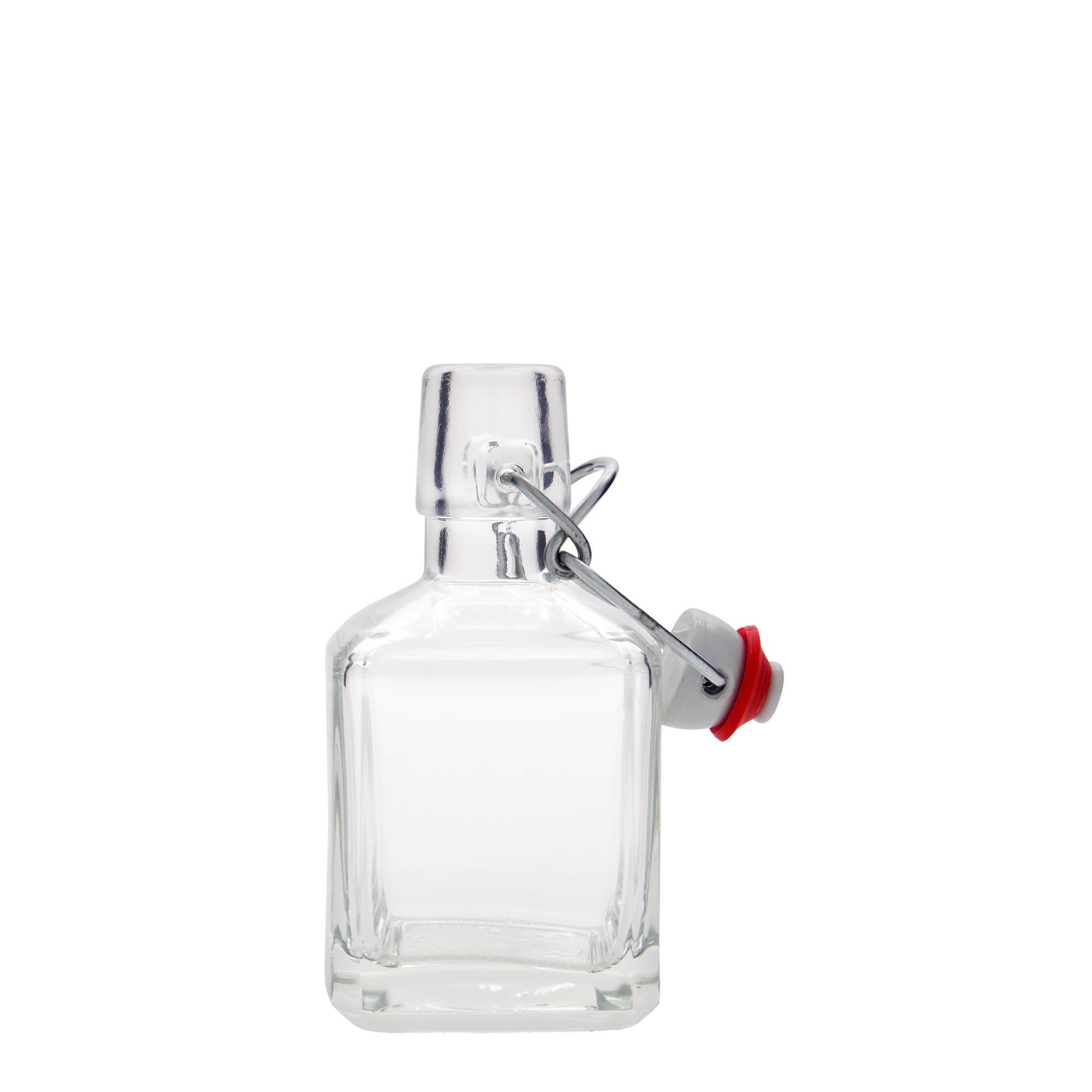 200 ml sklenená fľaša 'Kubica', štvorcová, hrdlo: uzáver s pántom 200 ml sklenená fľaša 'Kubica', štvorcová, hrdlo: uzáver s pántom