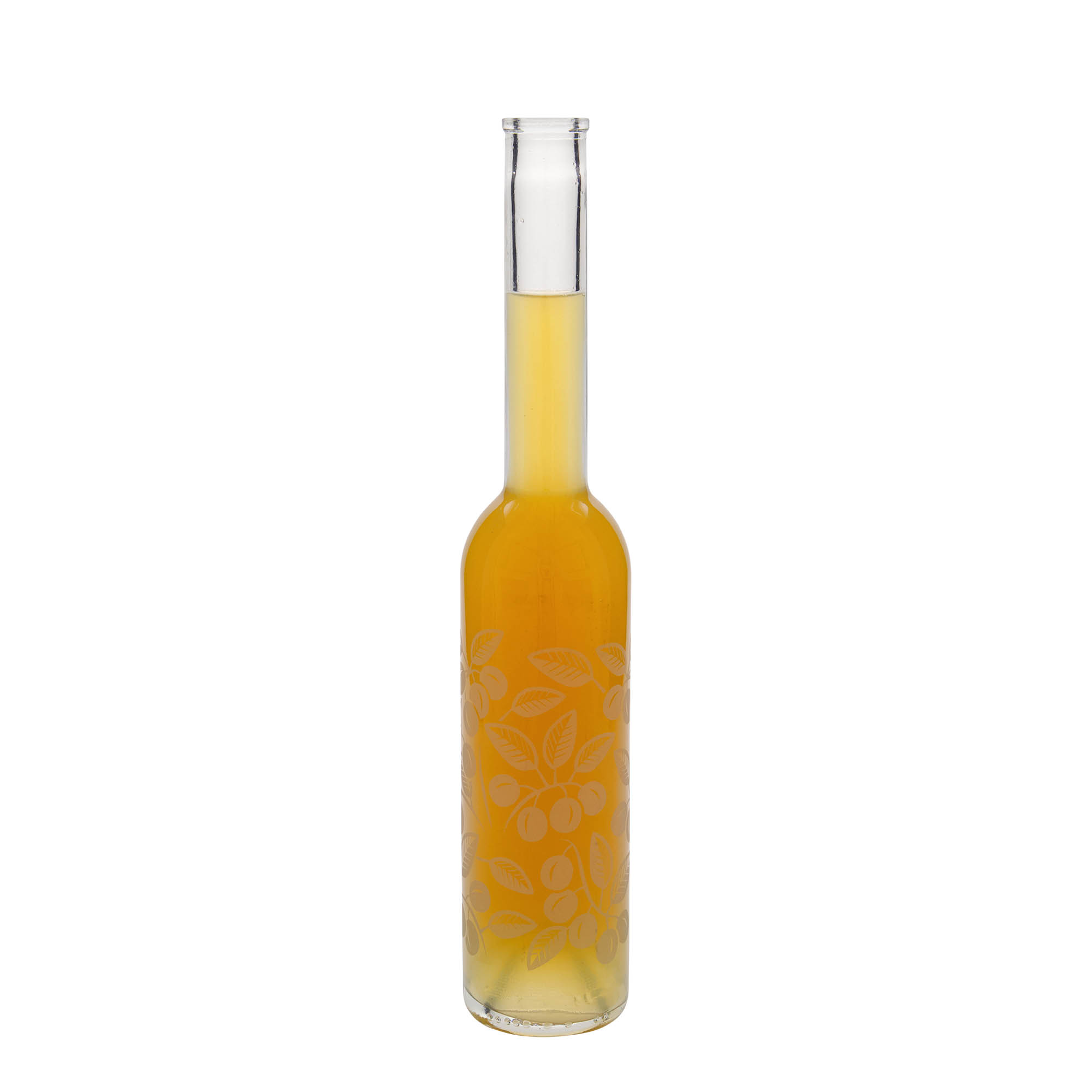 350 ml sklenená fľaša 'Opera', motív: mirabelky, hrdlo: korok