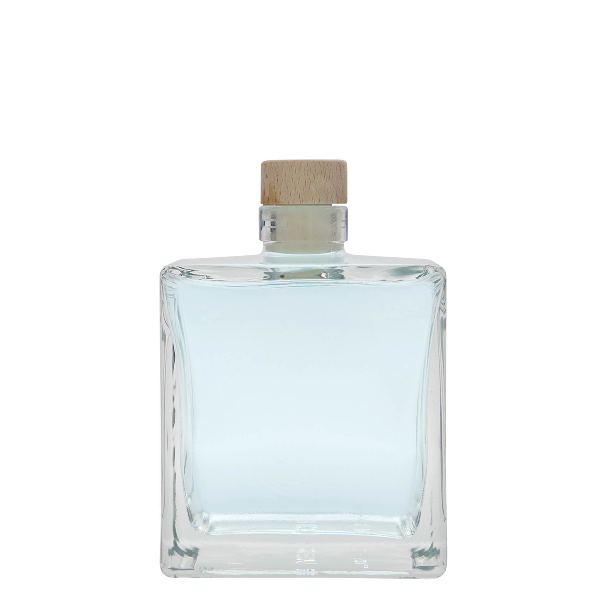 500 ml sklenená fľaša 'Cube', štvorcová, hrdlo: korok