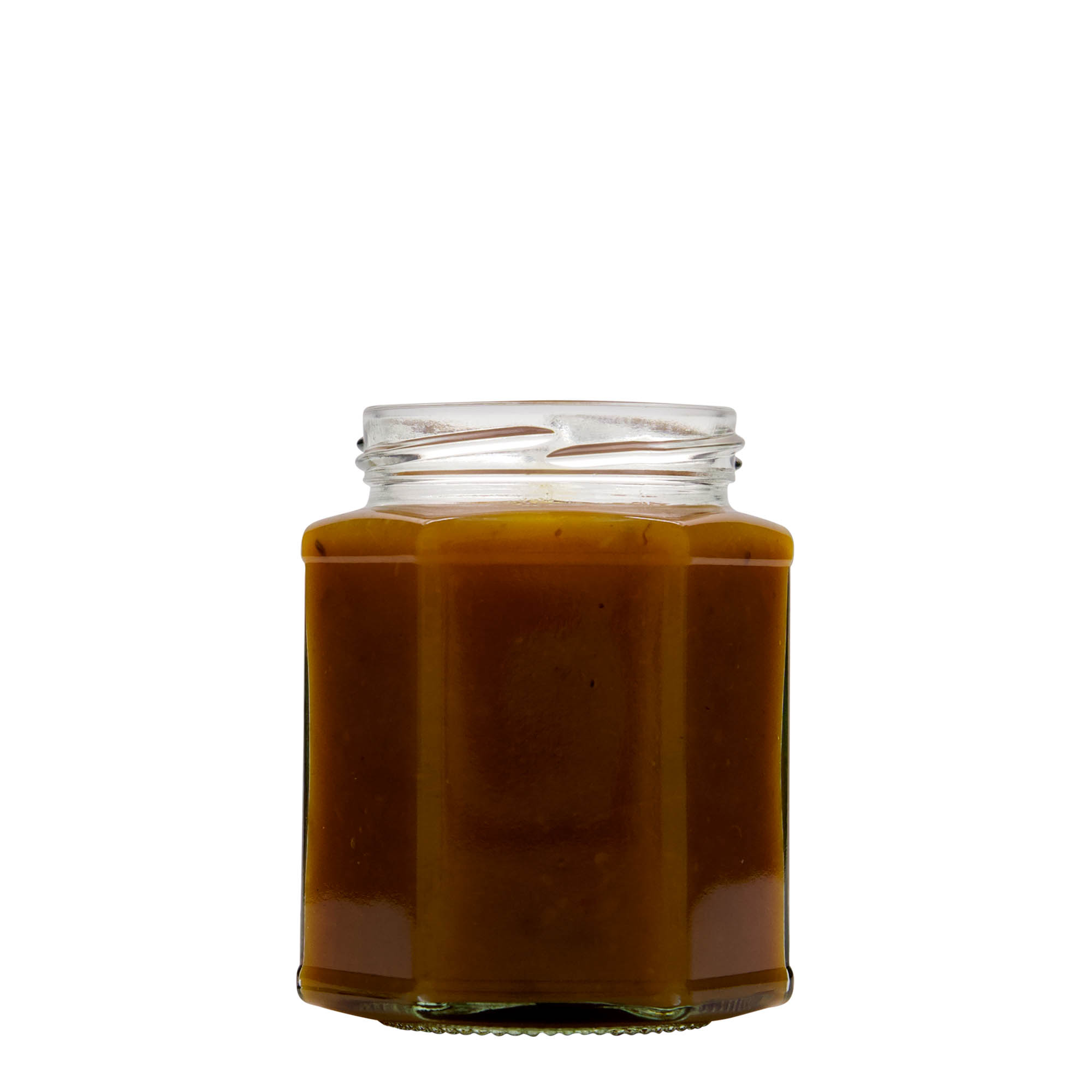 324 ml šesťhranná sklenená nádoba, hrdlo: Twist-Off (TO 66)