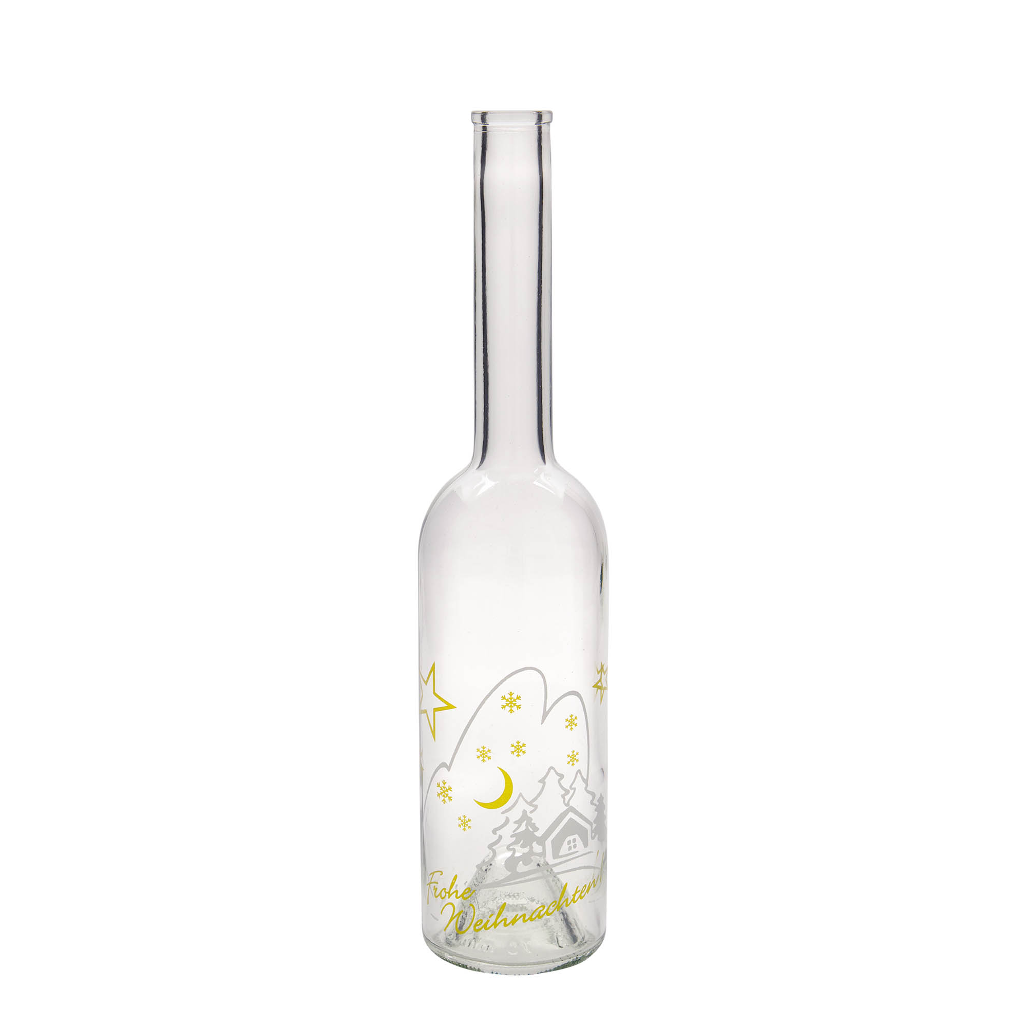 500 ml sklenená fľaša 'Opera', motív: Vianočná idyla, hrdlo: korok