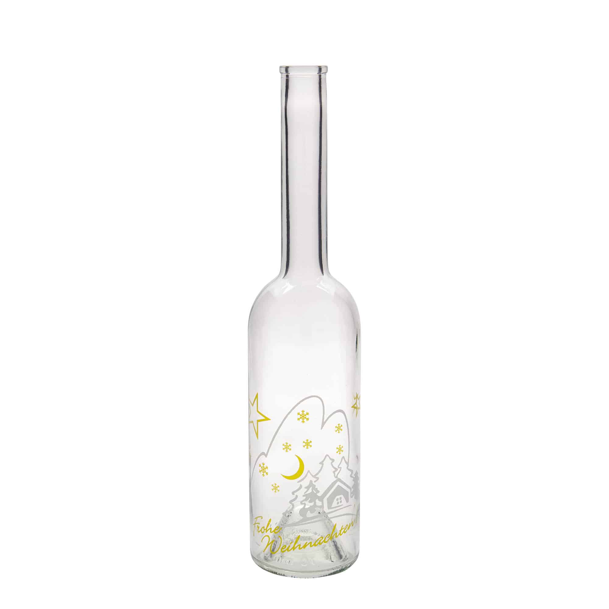 500 ml sklenená fľaša 'Opera', motív: Vianočná idyla, hrdlo: korok