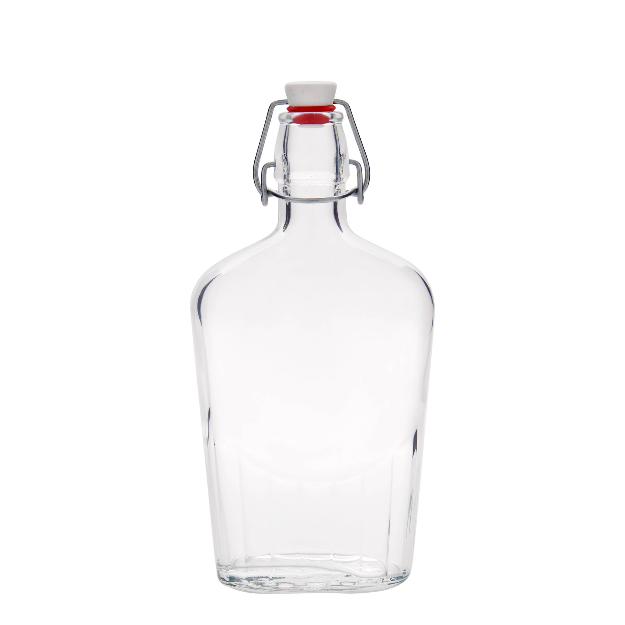 500 ml sklenená fľaša 'Fiaschetta', oválna, hrdlo: uzáver s pántom 500 ml sklenená fľaša 'Fiaschetta', oválna, hrdlo: uzáver s pántom