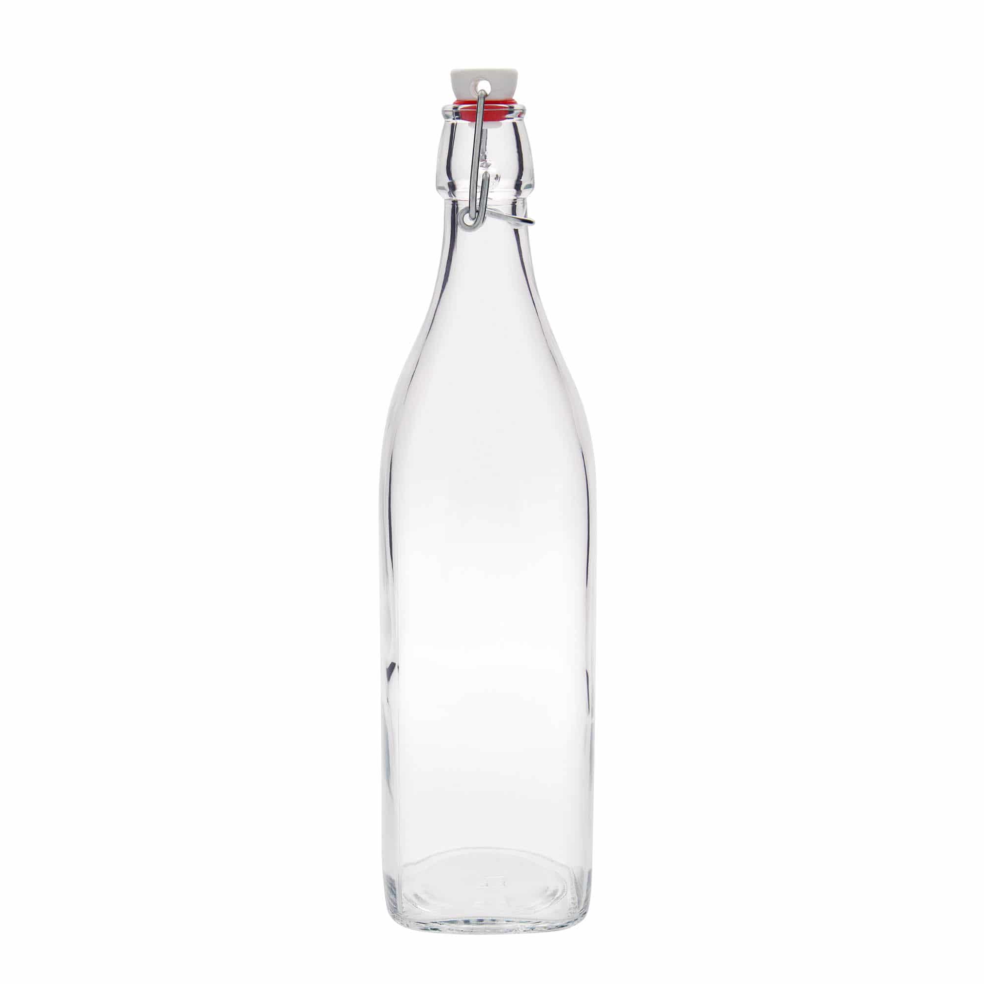 1 000 ml sklená fľaša „Swing, štvorcová, hrdlo: strmeňový uzáver 1 000 ml sklená fľaša „Swing, štvorcová, hrdlo: strmeňový uzáver