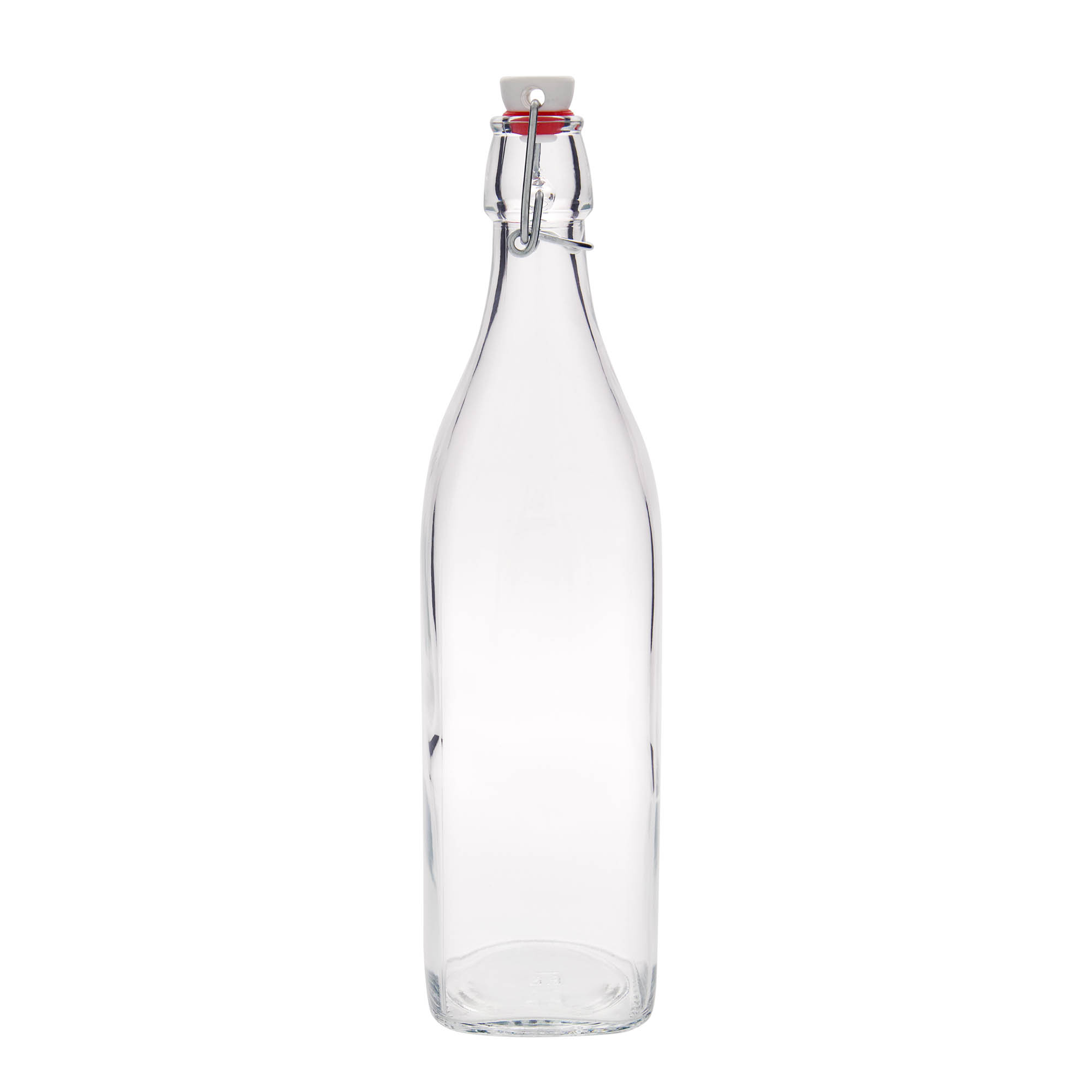 1 000 ml sklenená fľaša 'Swing, štvorcová, hrdlo: uzáver s pántom 1 000 ml sklenená fľaša 'Swing, štvorcová, hrdlo: uzáver s pántom