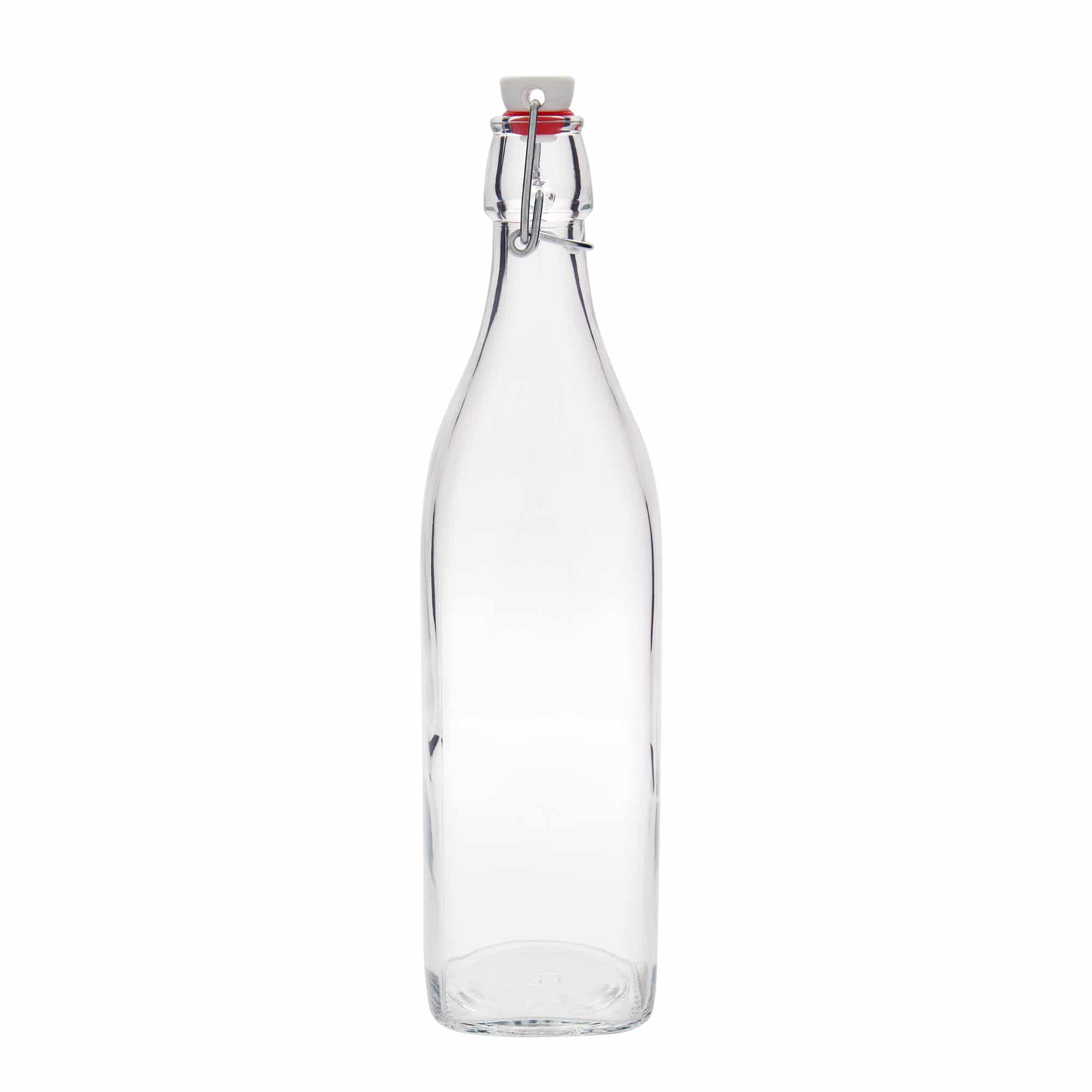 1 000 ml sklenená fľaša 'Swing, štvorcová, hrdlo: uzáver s pántom