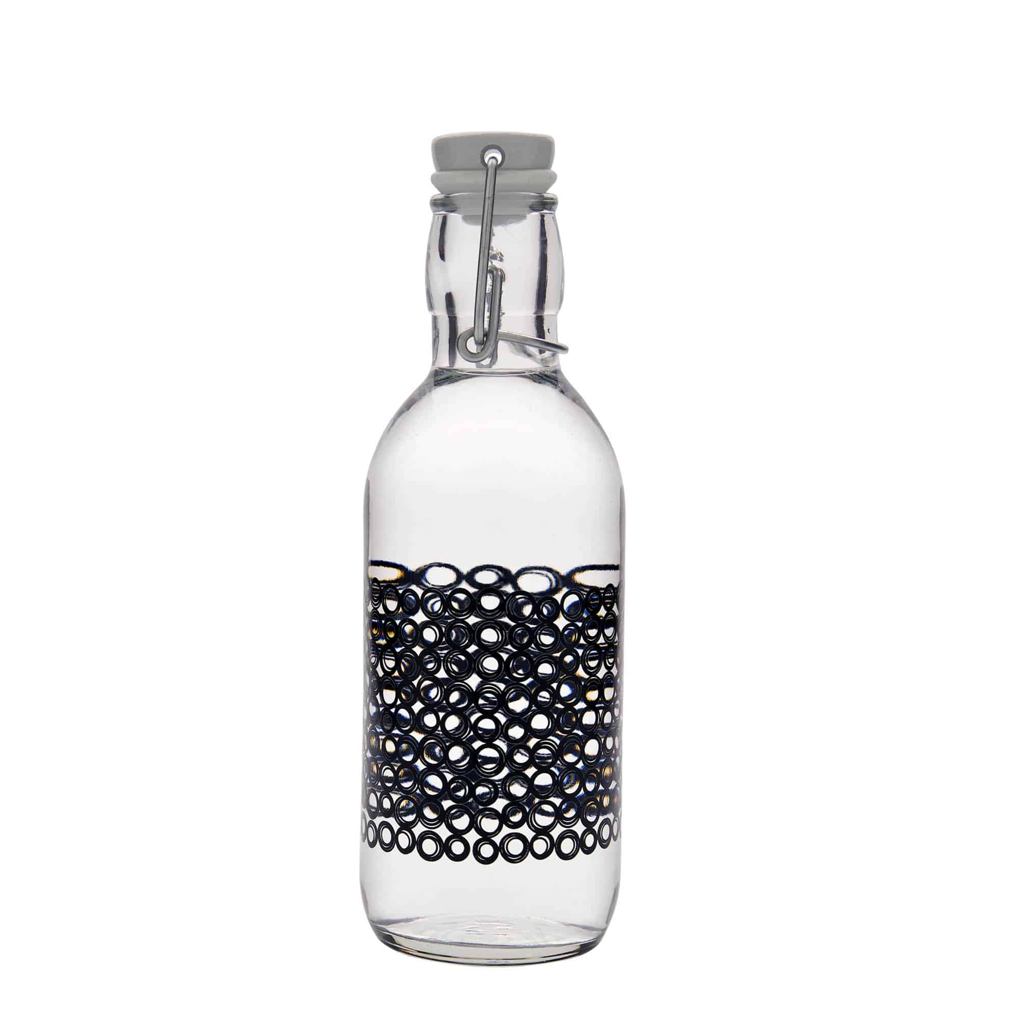 500 ml sklená fľaša „Emilia“, motív: Circola nero, hrdlo: strmeňový uzáver