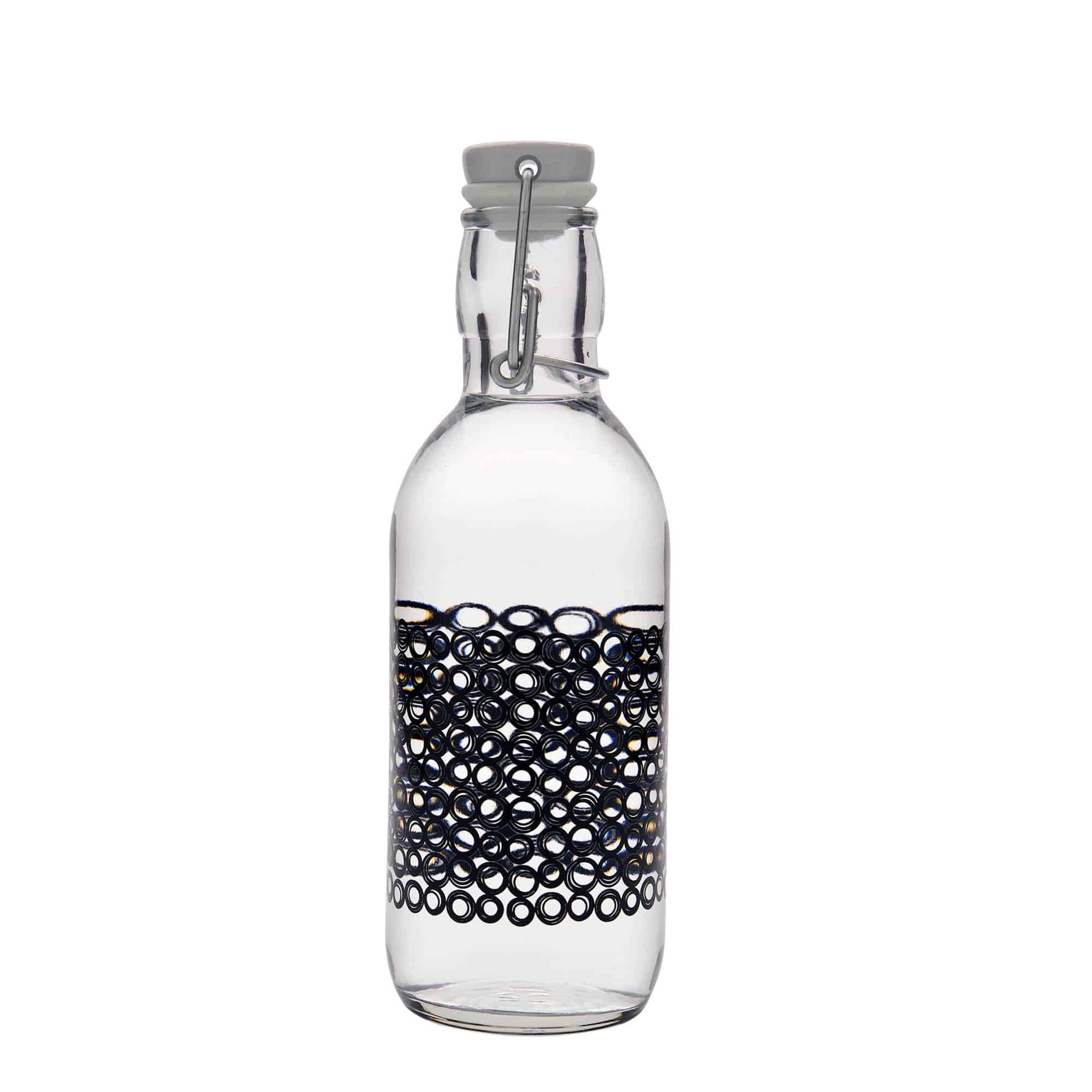 500 ml sklenená fľaša 'Emilia', motív: Circola nero, uzáver: pákový uzáver