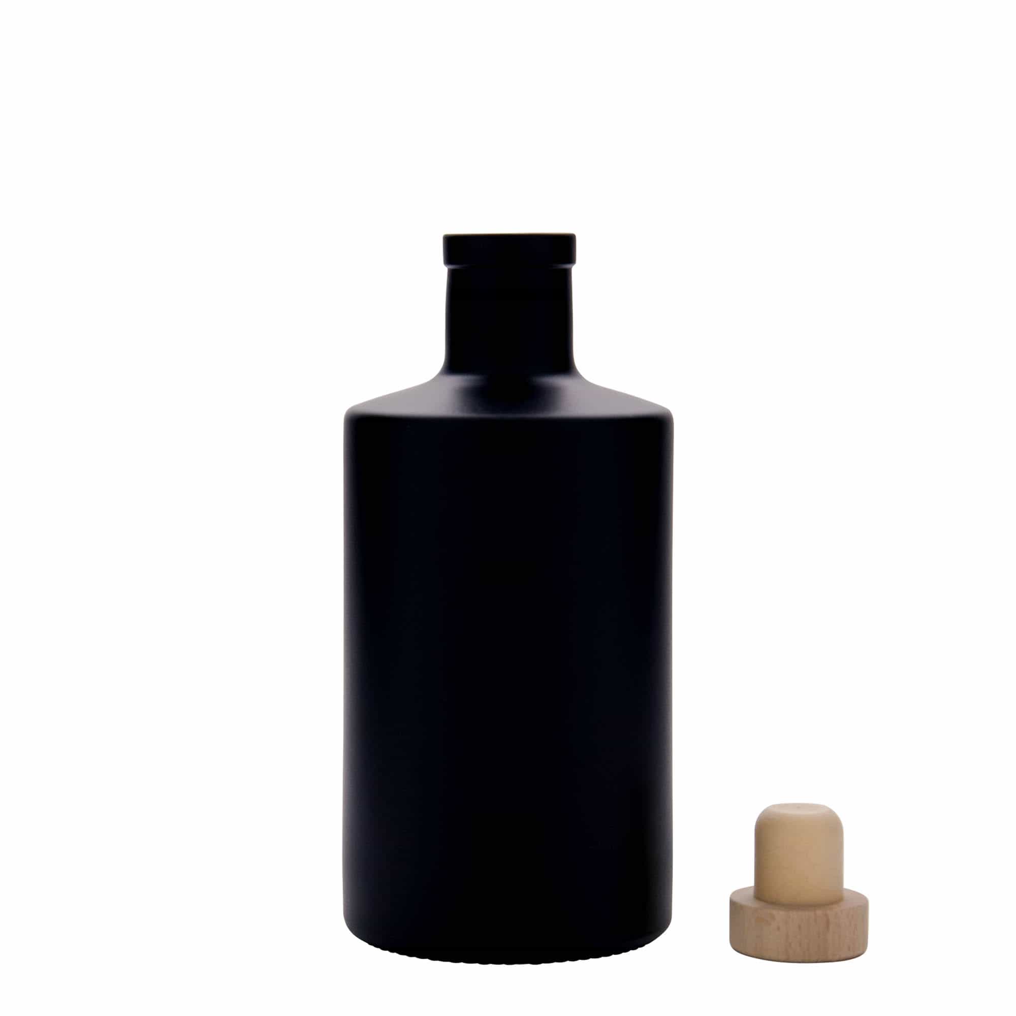 500 ml sklená fľaša „Caroline“, čierna farba, hrdlo: korok