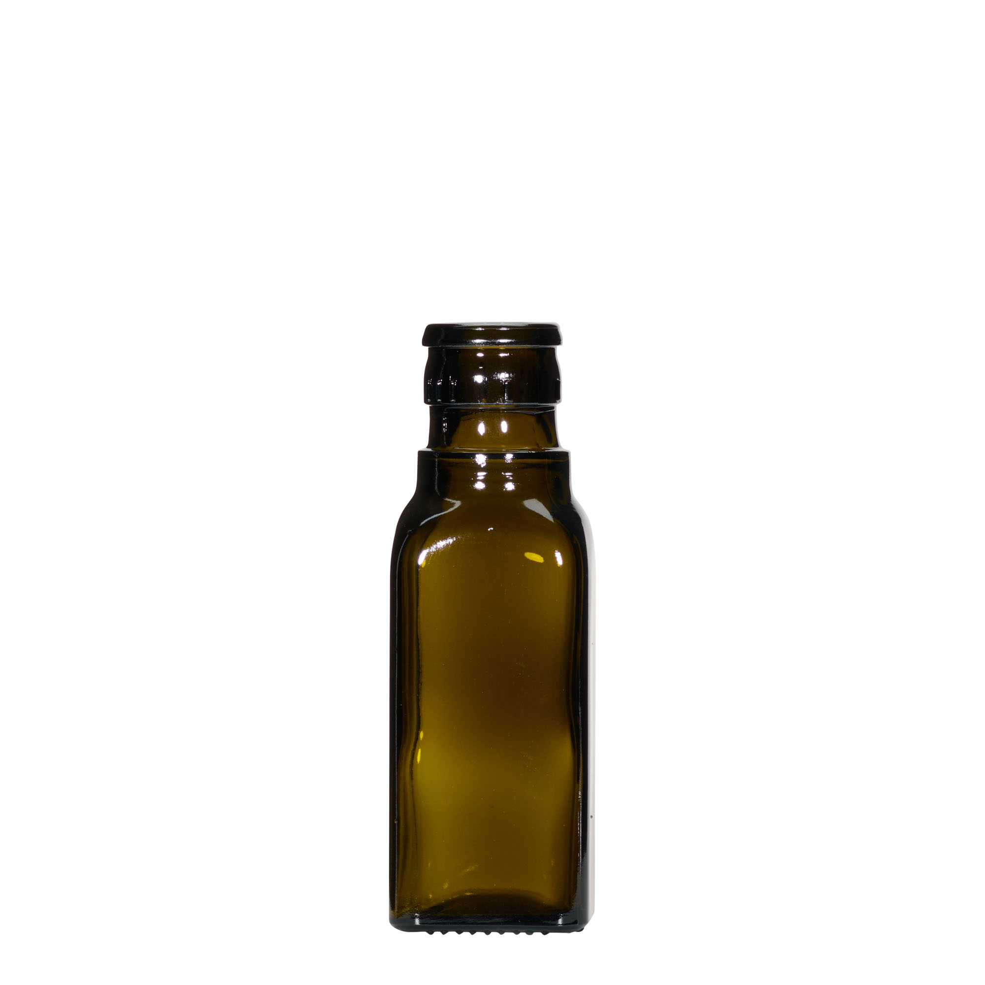 100 ml fľaša na ocot/olej 'Quadra', sklo, štvorcová, antik zelená, hrdlo: DOP 100 ml fľaša na ocot/olej 'Quadra', sklo, štvorcová, antik zelená, hrdlo: DOP