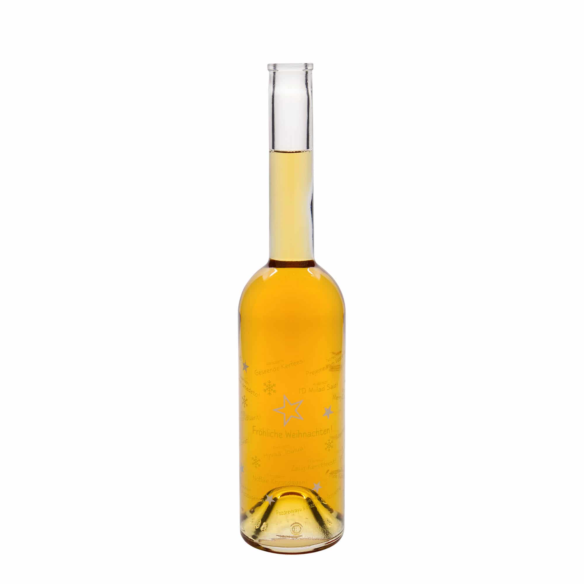 500 ml sklenená fľaša 'Opera', motív: Vianoce vo svete, hrdlo: korkové