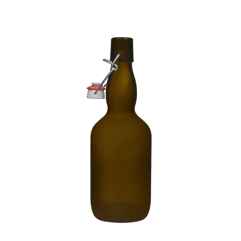 500 ml pivová fľaša s úzkym hrdlom, sklo, antik zelená, uzáver: pákový uzáver