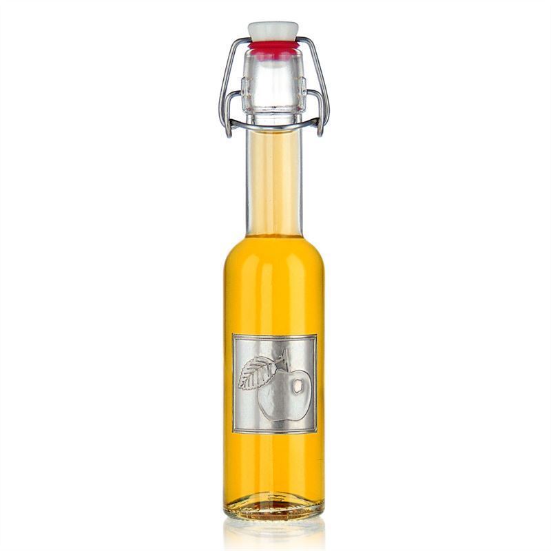 Cínová etiketa „Jablko“, štvorcová, kovová, strieborná