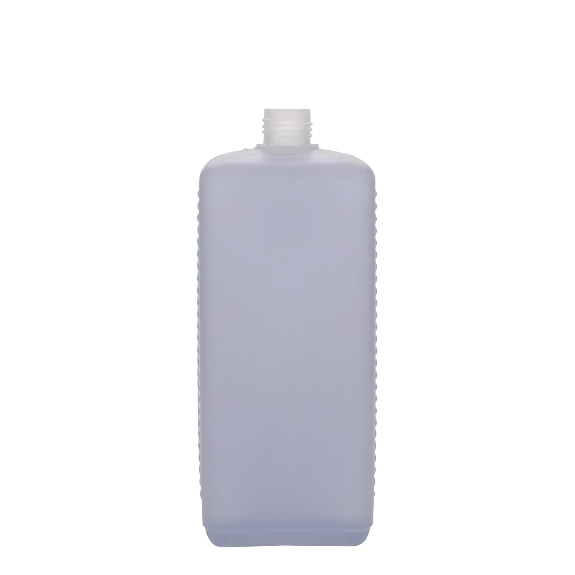 1 000 ml kanistrová fľaša, obdĺžniková, HDPE plast, prírodná, hrdlo: DIN 25 EPE