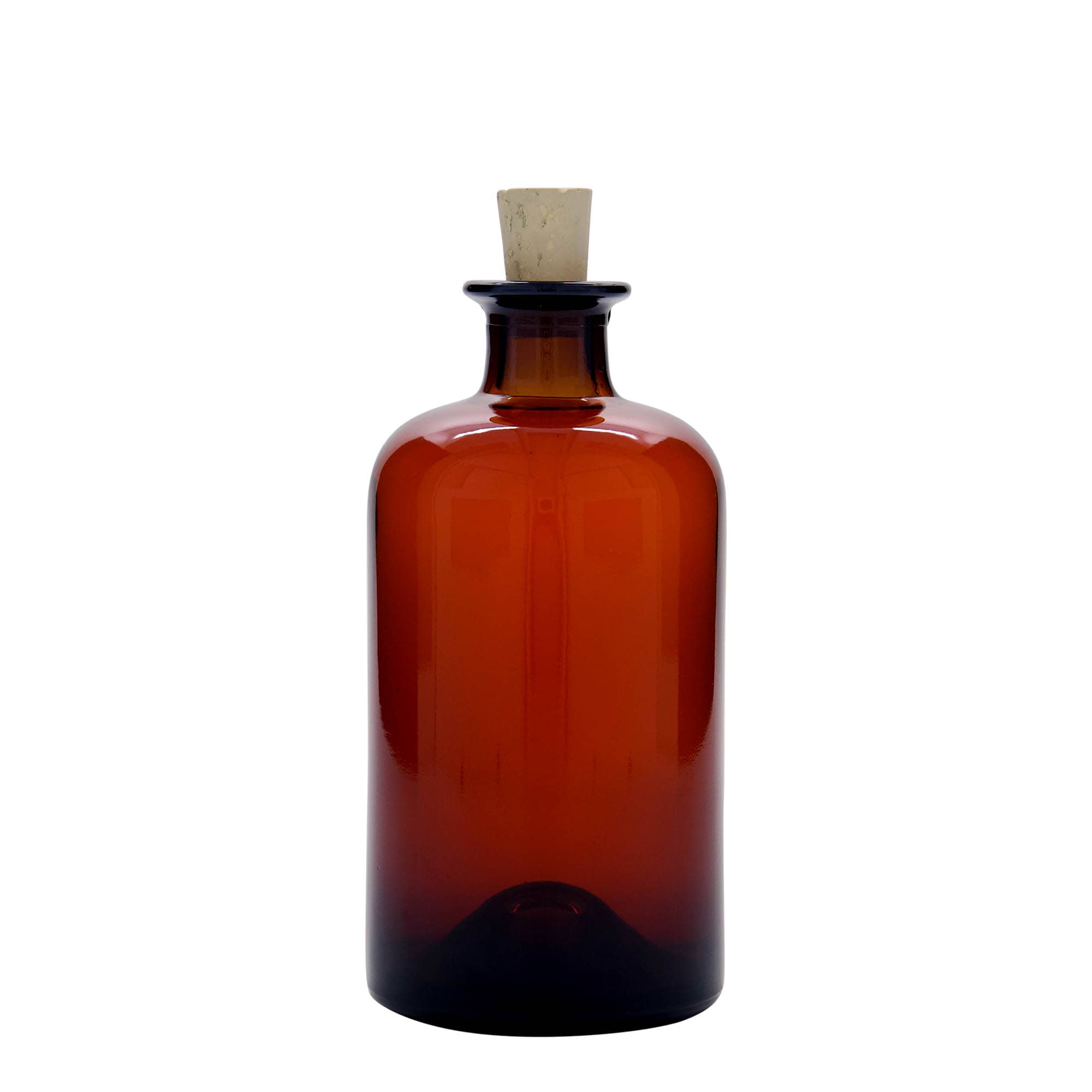500 ml lekárnická sklenená fľaša, hnedá, hrdlo: korok