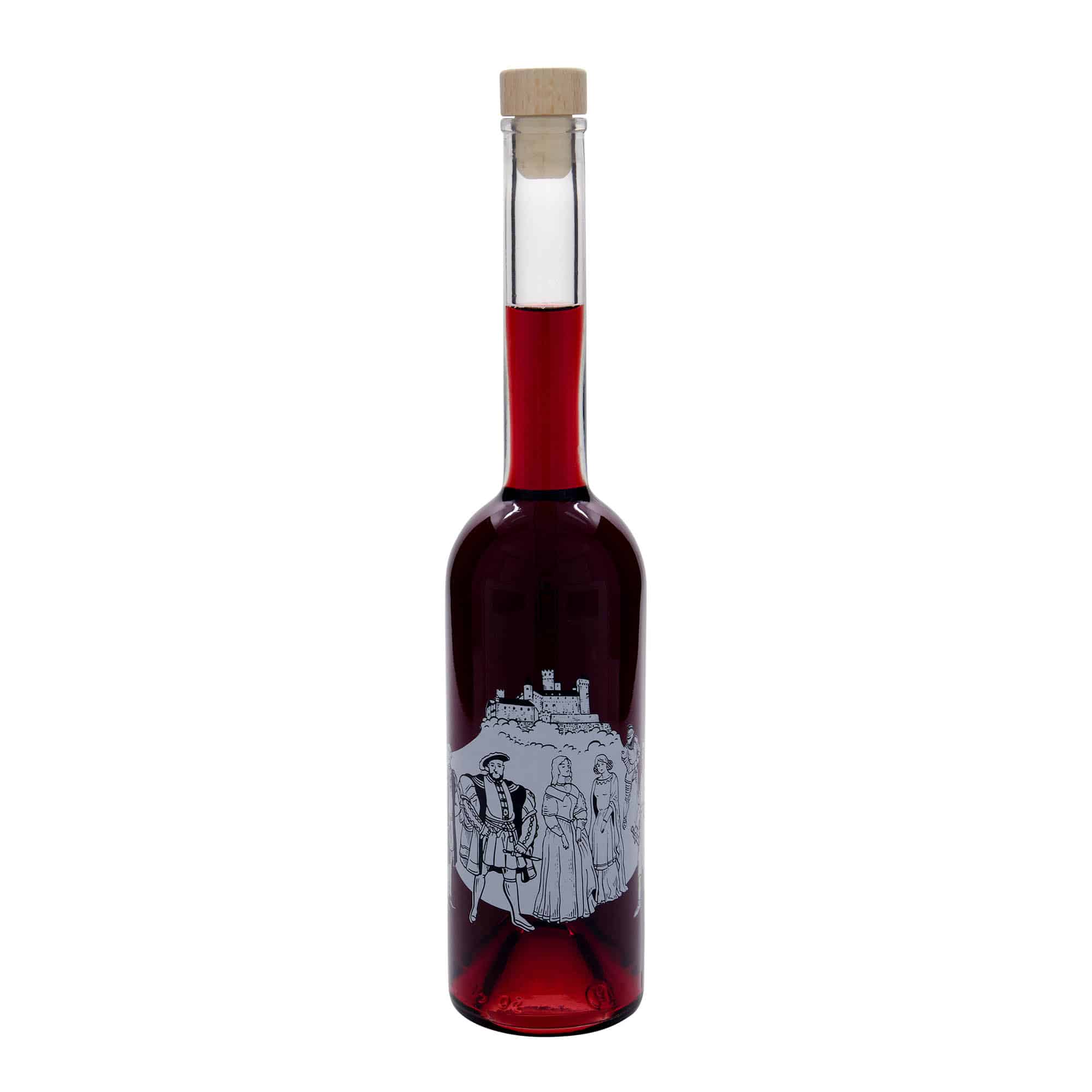 500 ml sklená fľaša „Opera“, motív: stredovek, hrdlo: korok