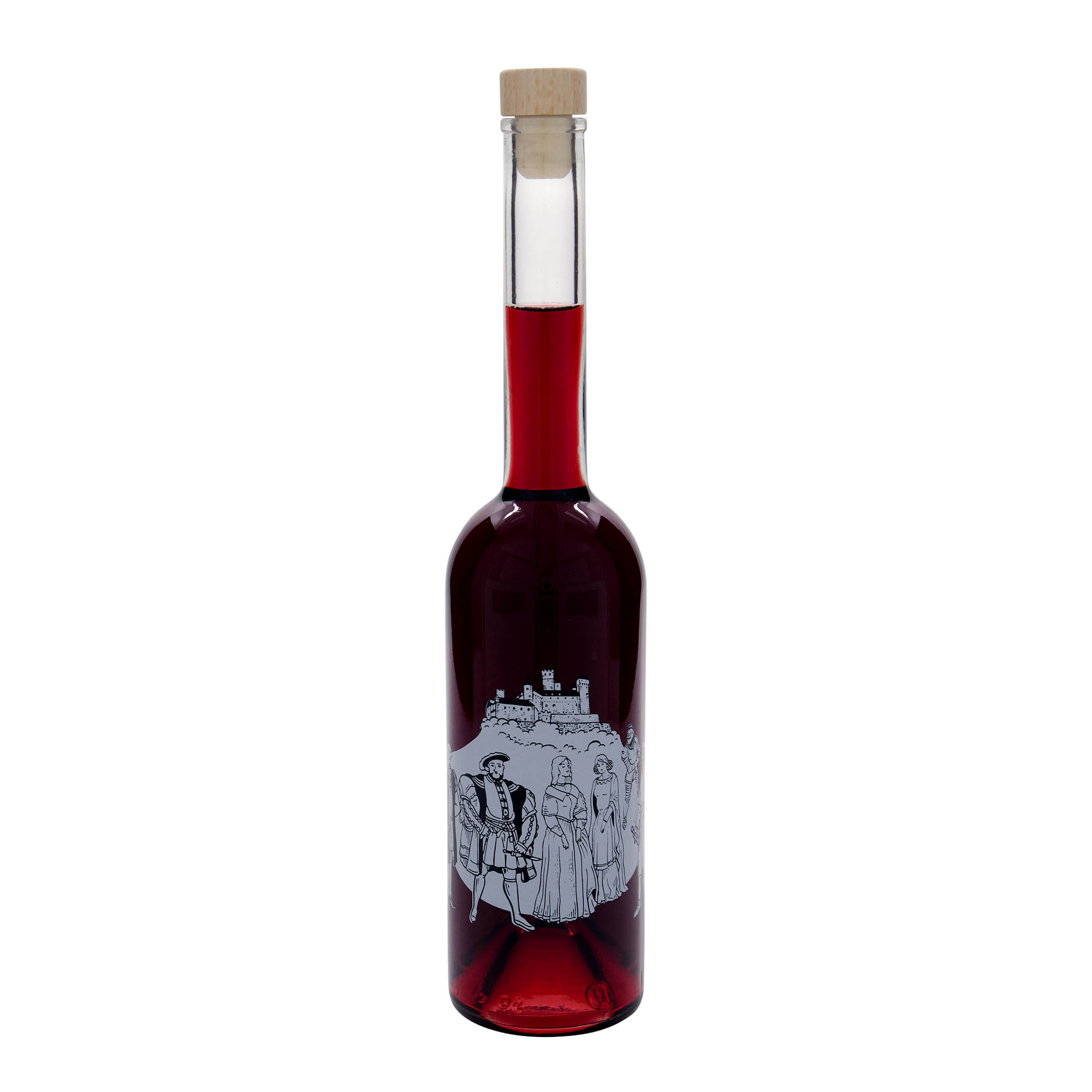 500 ml sklenená fľaša 'Opera', motív: Stredovek, hrdlo: korok