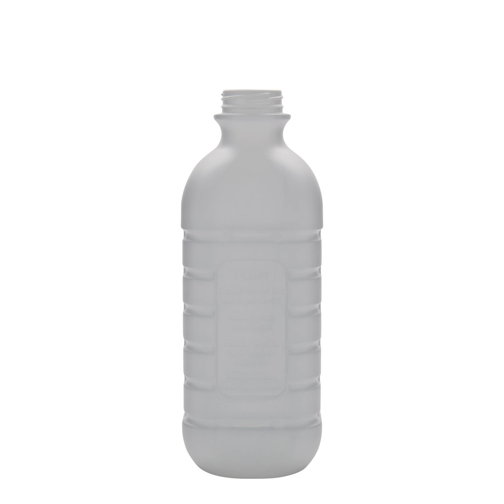 1 000 ml mliečna fľaša, obdĺžniková, HDPE plast, biela, hrdlo: PEHD40