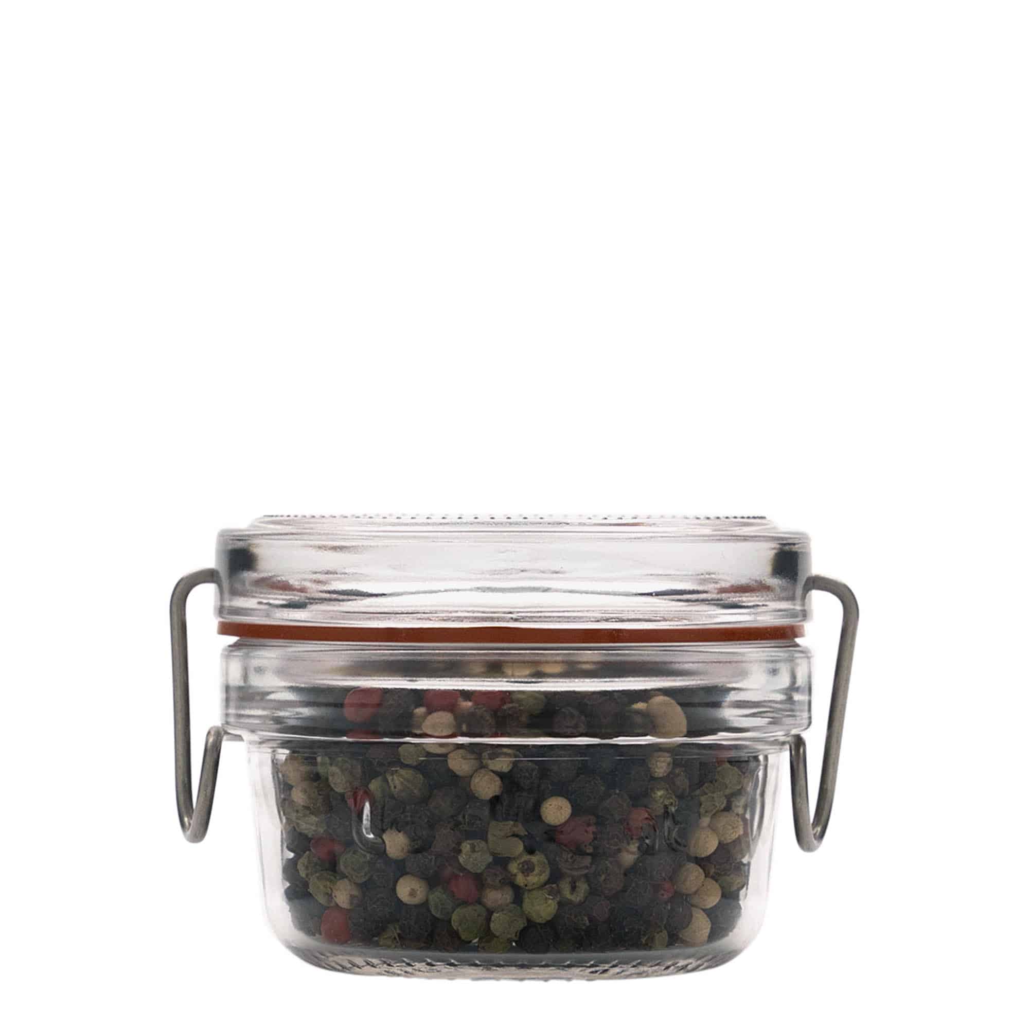 80 ml pohár so strmeňovým uzáverom „Lock-Eat“, hrdlo: strmeňový uzáver