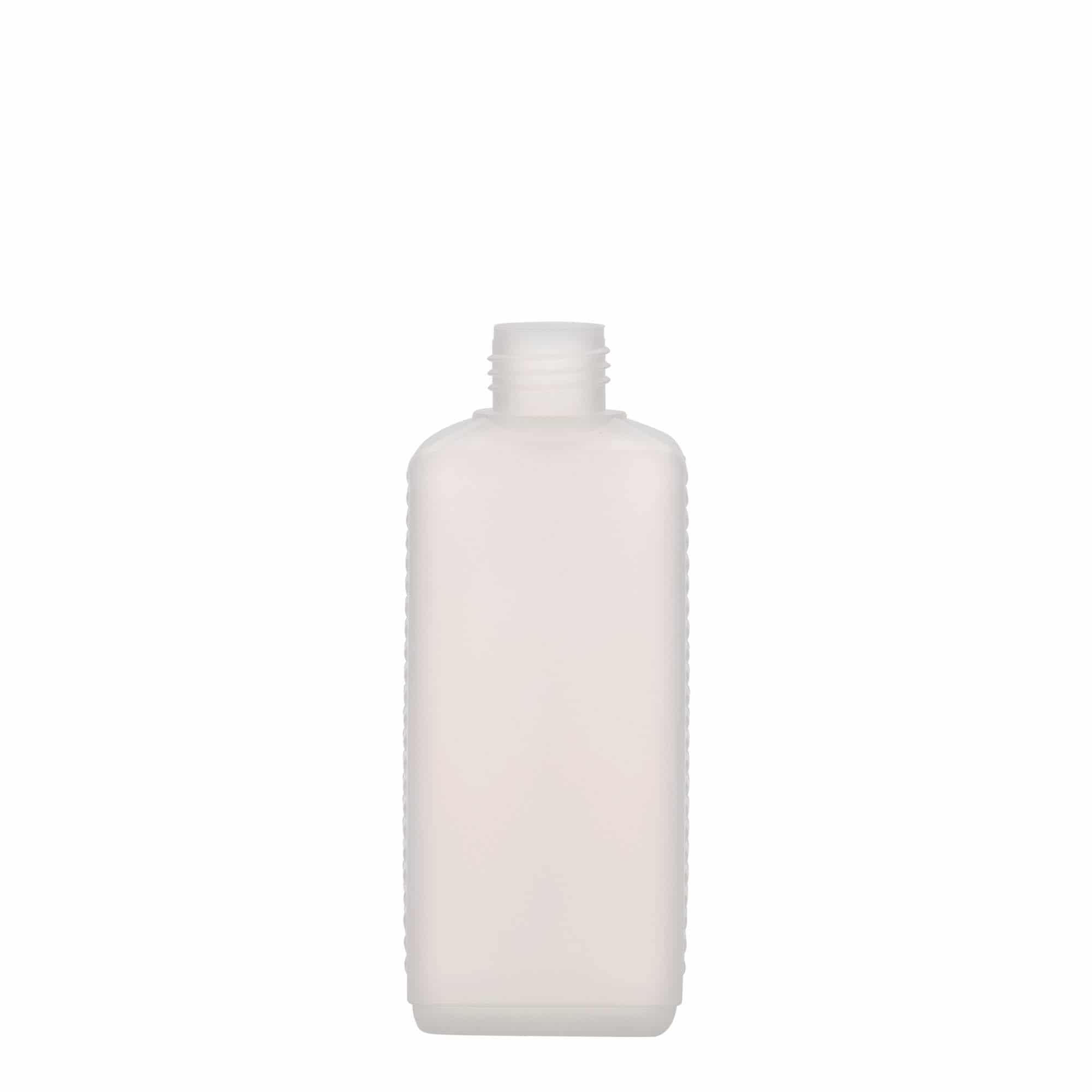 250 ml bandasková fľaša, obdĺžniková, HDPE plast, prírodná farba, hrdlo: DIN 25 EPE 250 ml bandasková fľaša, obdĺžniková, HDPE plast, prírodná farba, hrdlo: DIN 25 EPE
