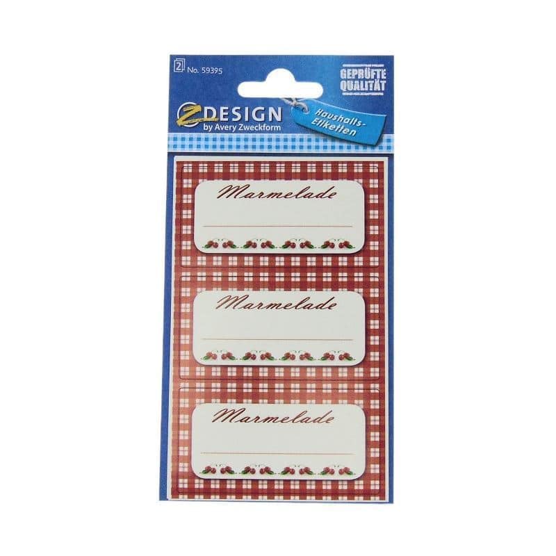Zweckform etikety „Marmeláda kárované“, obdĺžniková, papier, červená farba