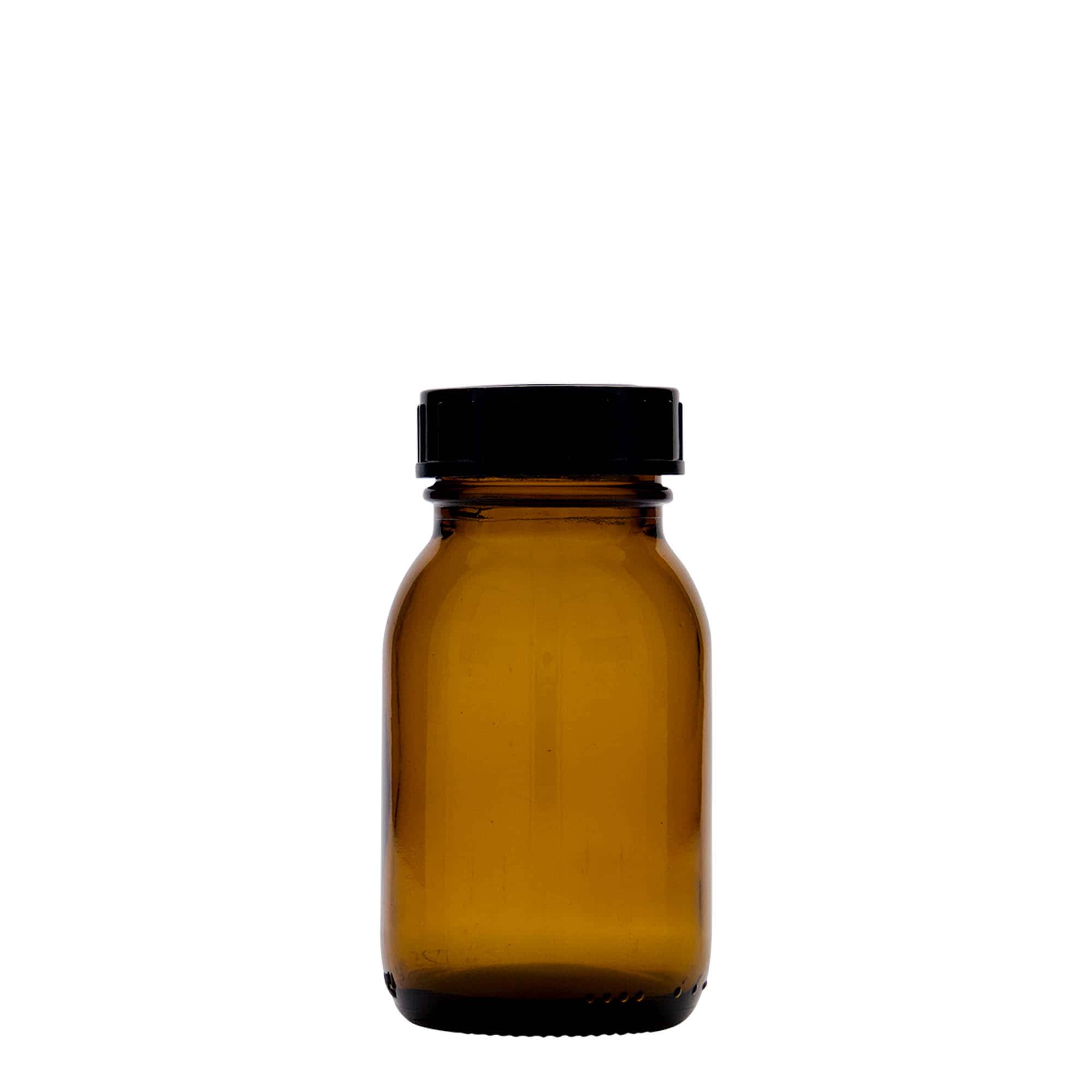 125 ml širokouhlové hnedé sklo, hrdlo: DIN 40