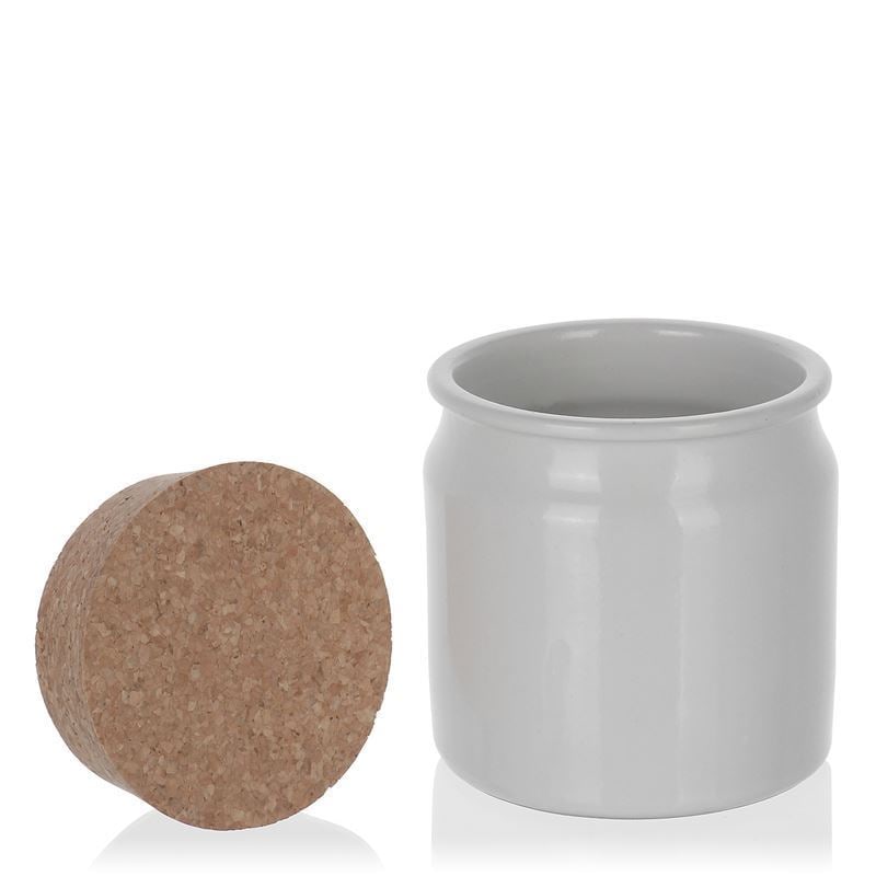 160 ml kameninový hrniec, keramika, biela farba, hrdlo: korok