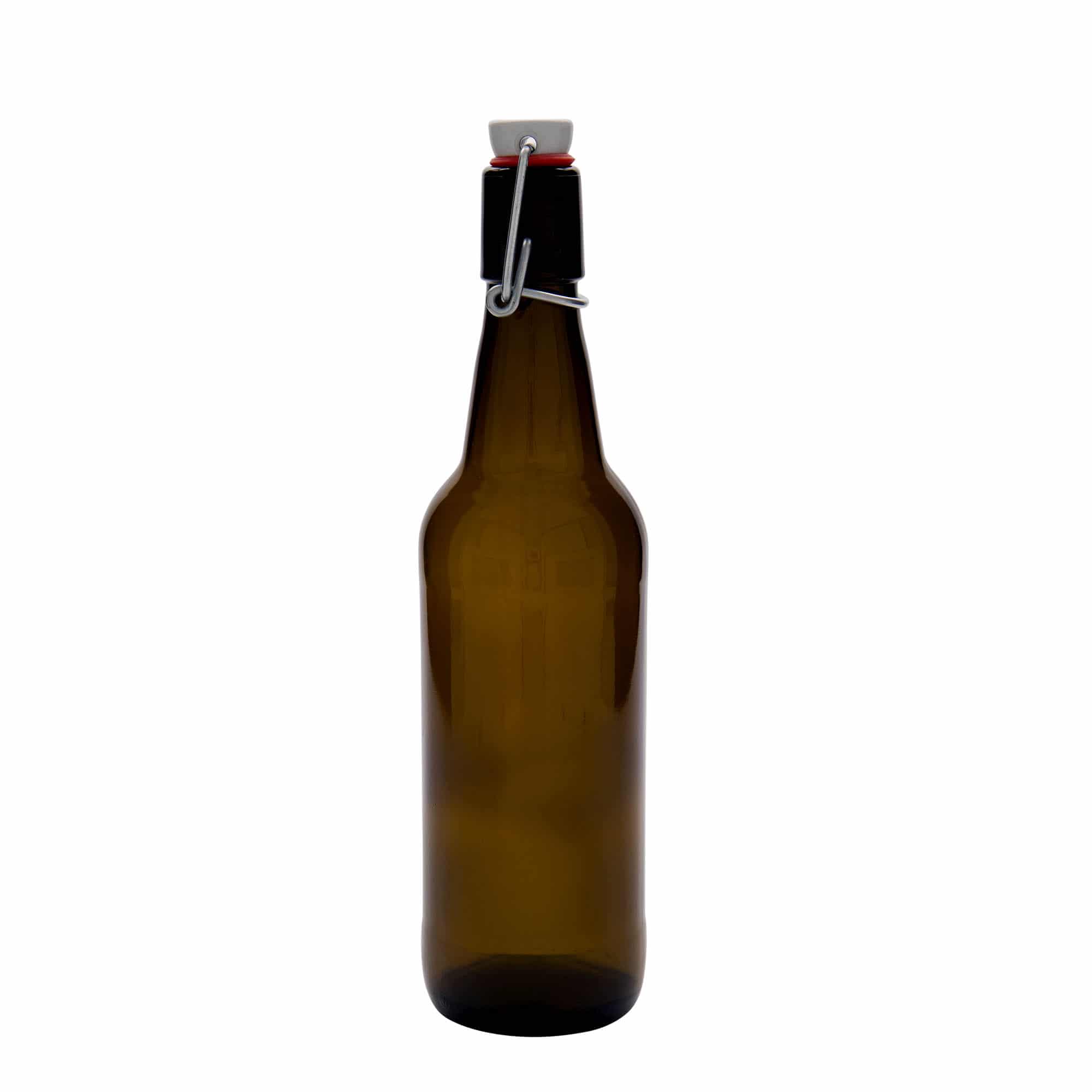 500 ml pivová fľaša, sklo, hnedá, hrdlo: uzáver na pánt
