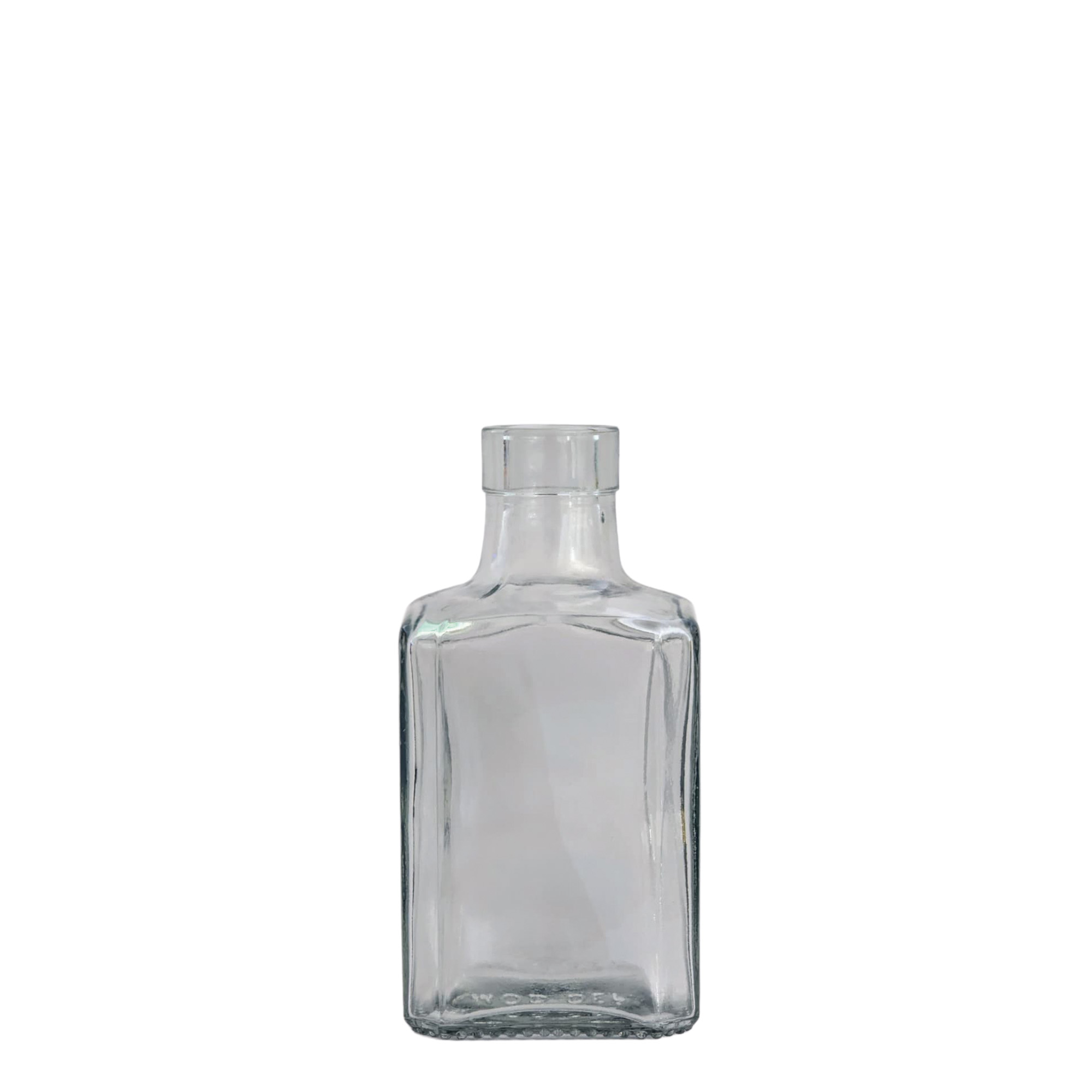 250 ml sklenená fľaša 'Decanter Quadro Oberband', štvorcová, hrdlo: korok