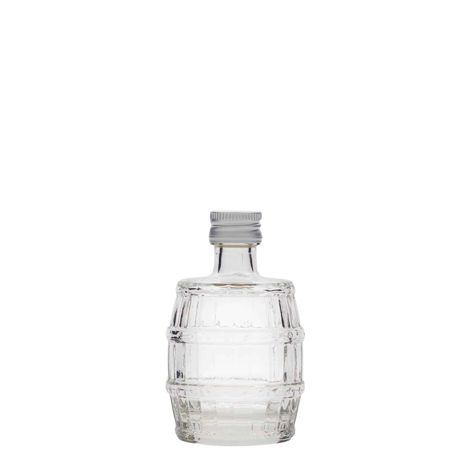 50 ml sklená fľaša „Sud“, hrdlo: PP 18